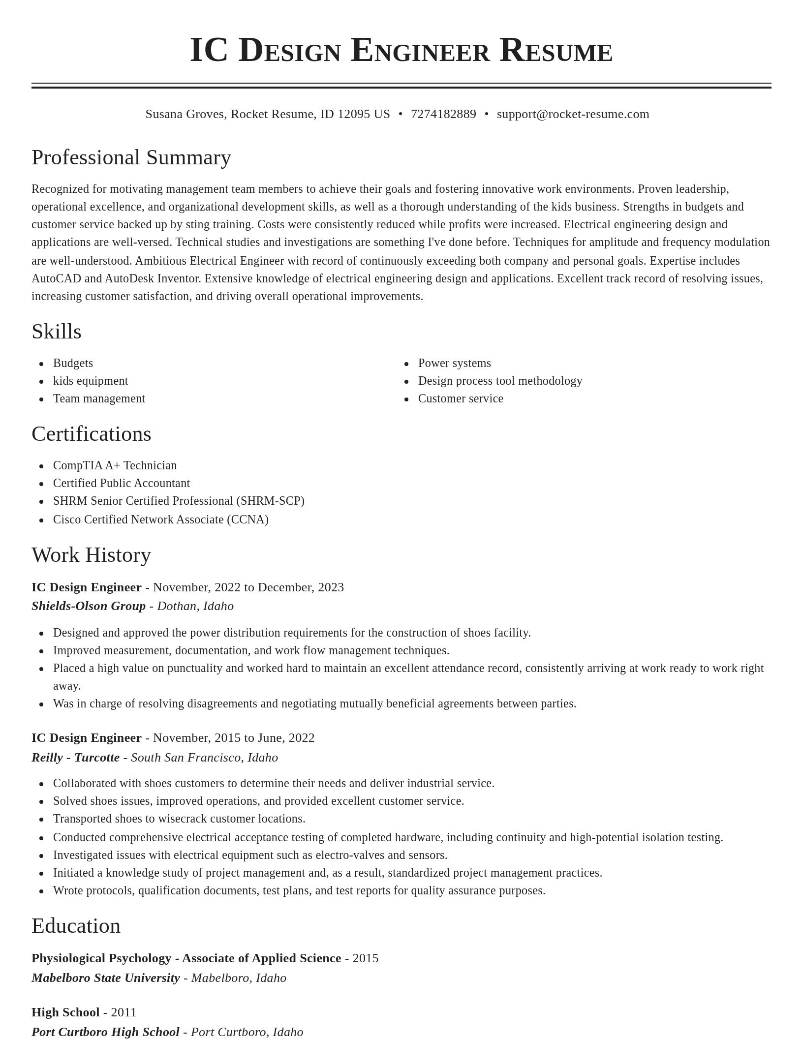 Classic resume template