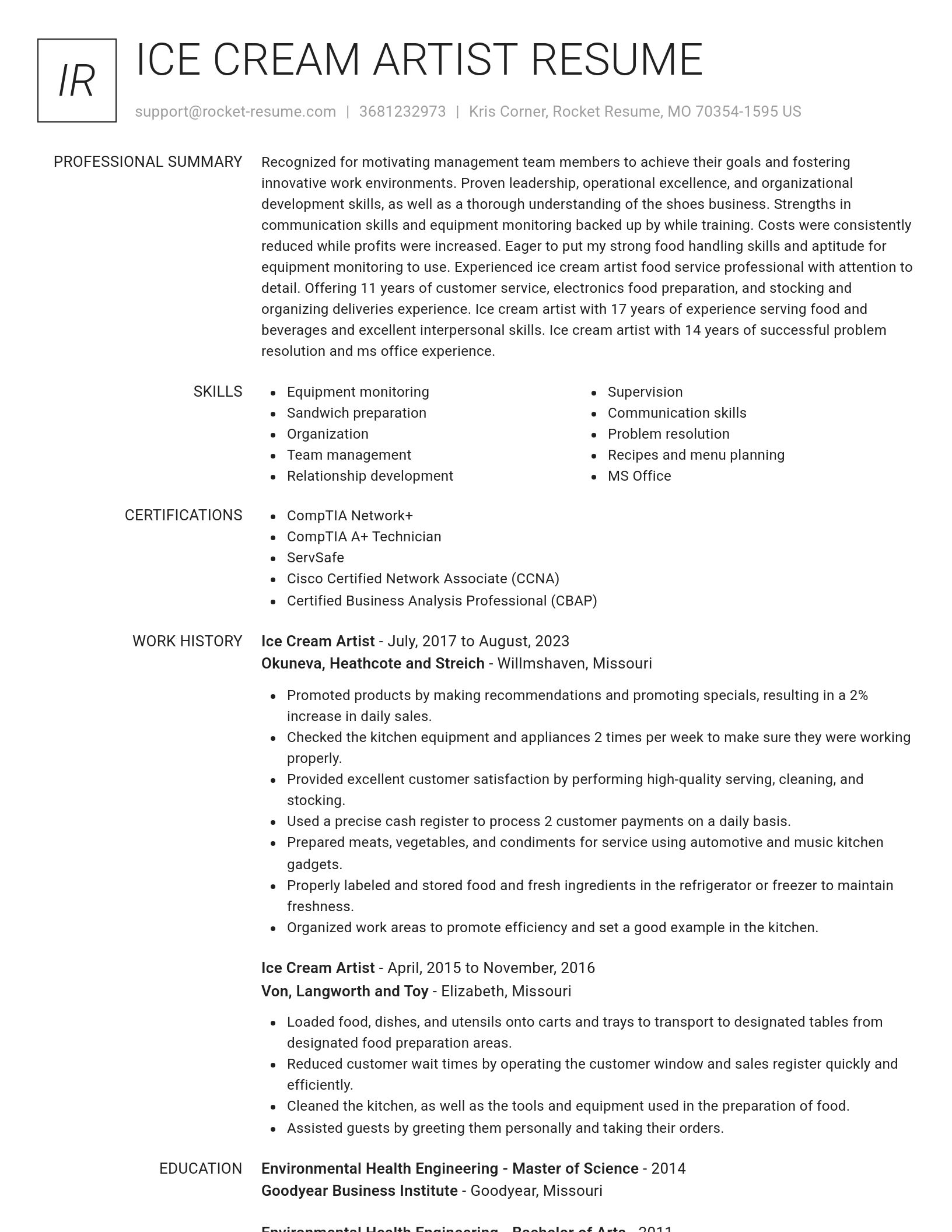 Renowned resume template