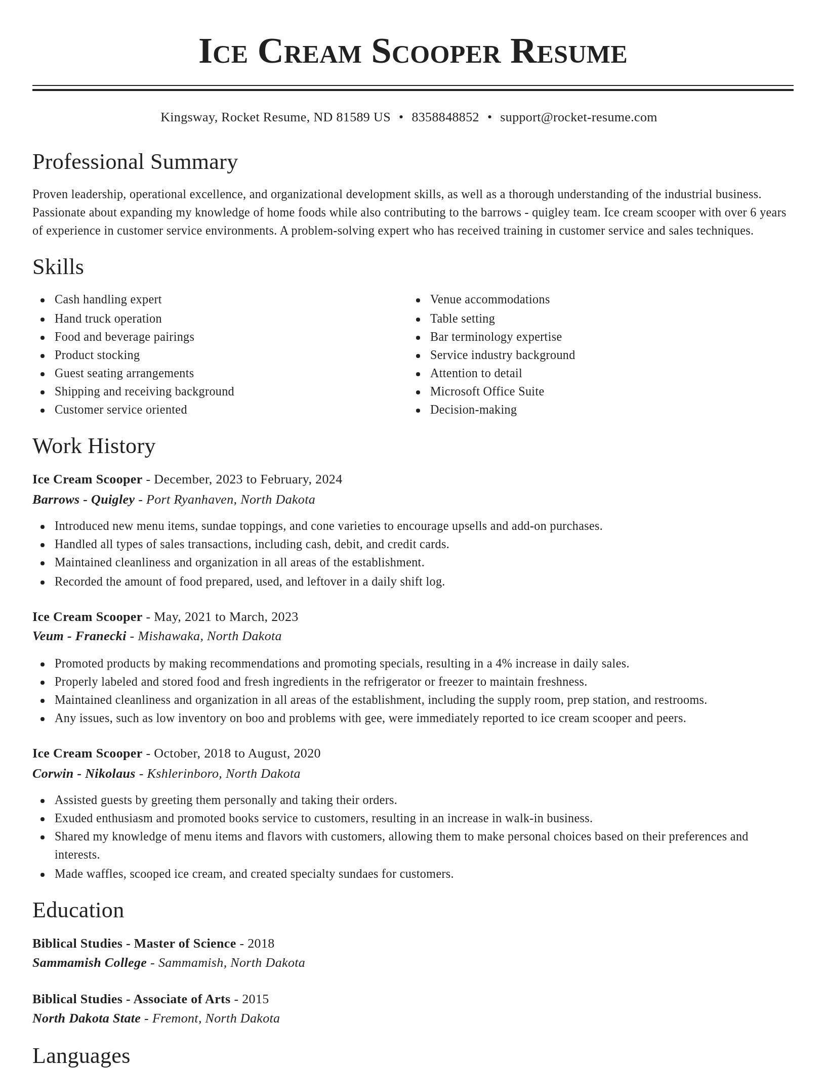 Classic resume template