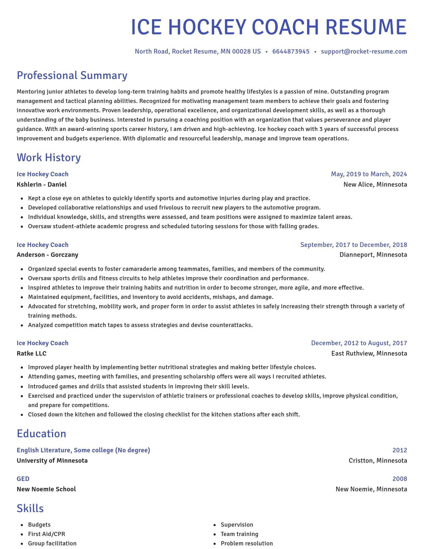 Novel resume template