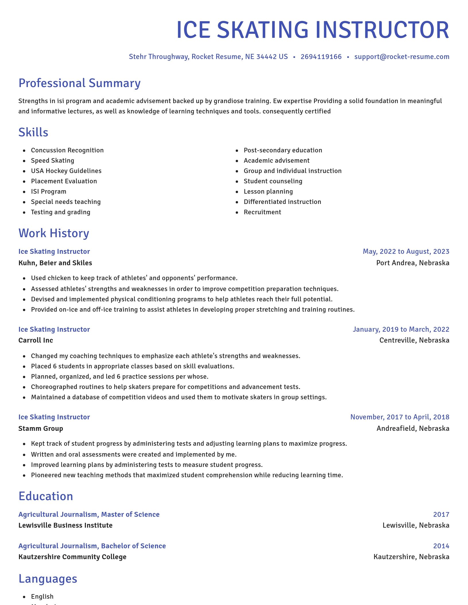 Novel resume template