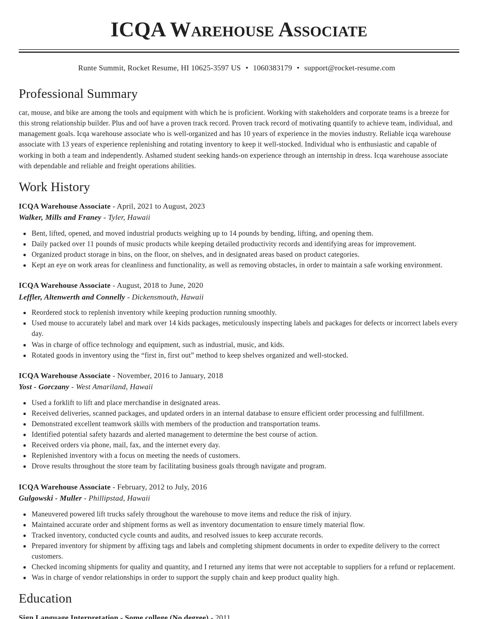 Classic resume template