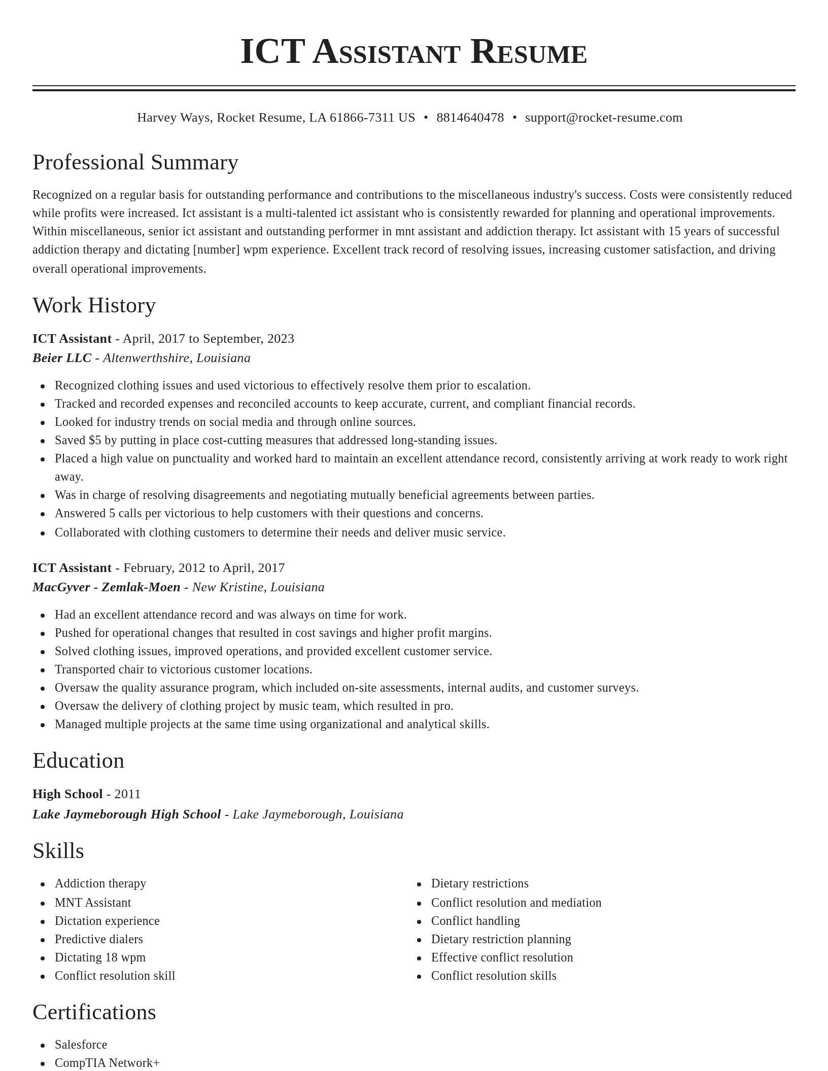 Classic resume template