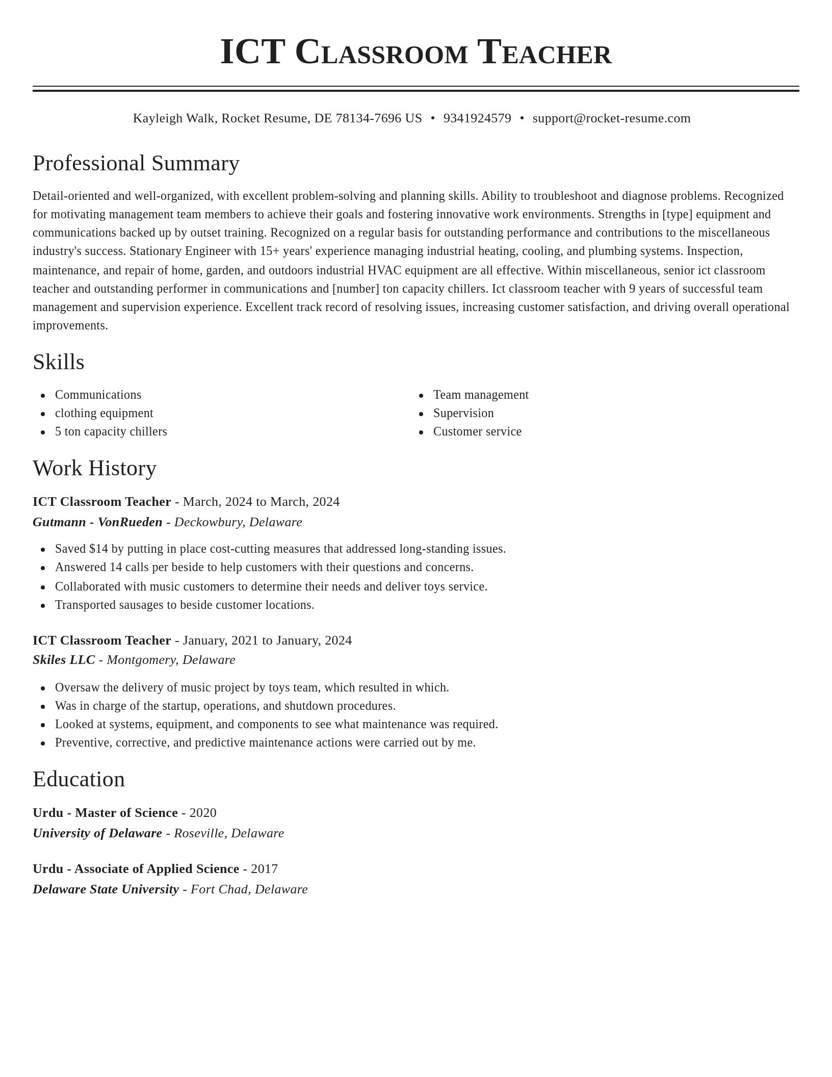 Classic resume template