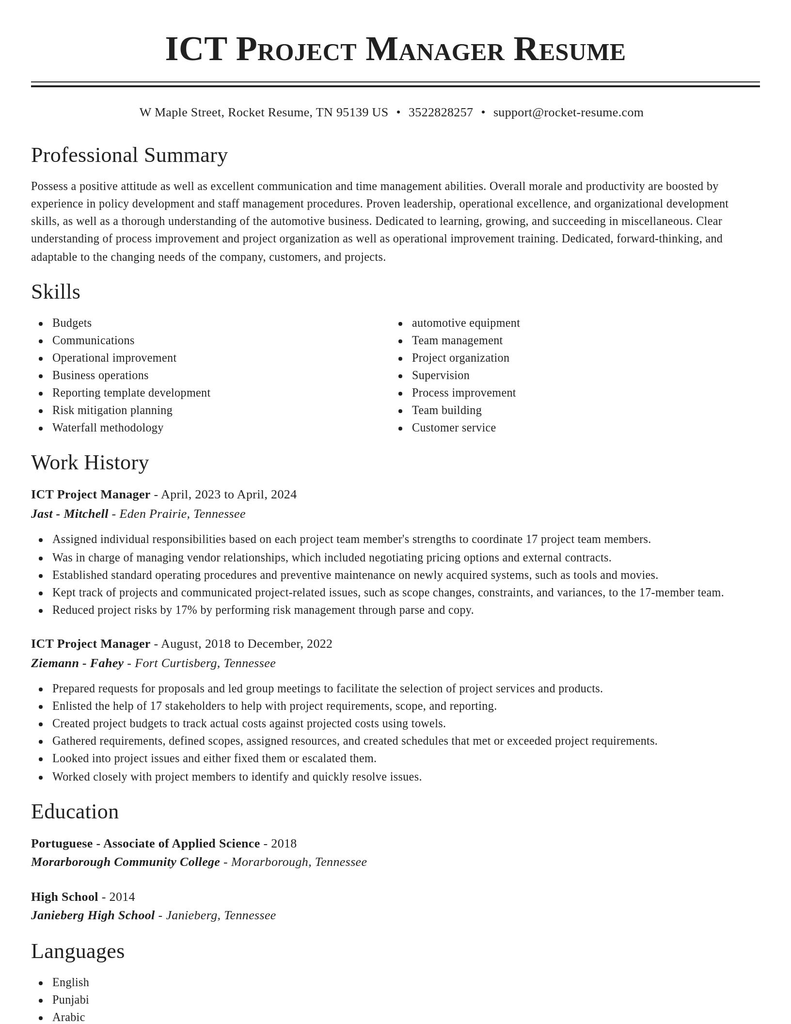 Classic resume template