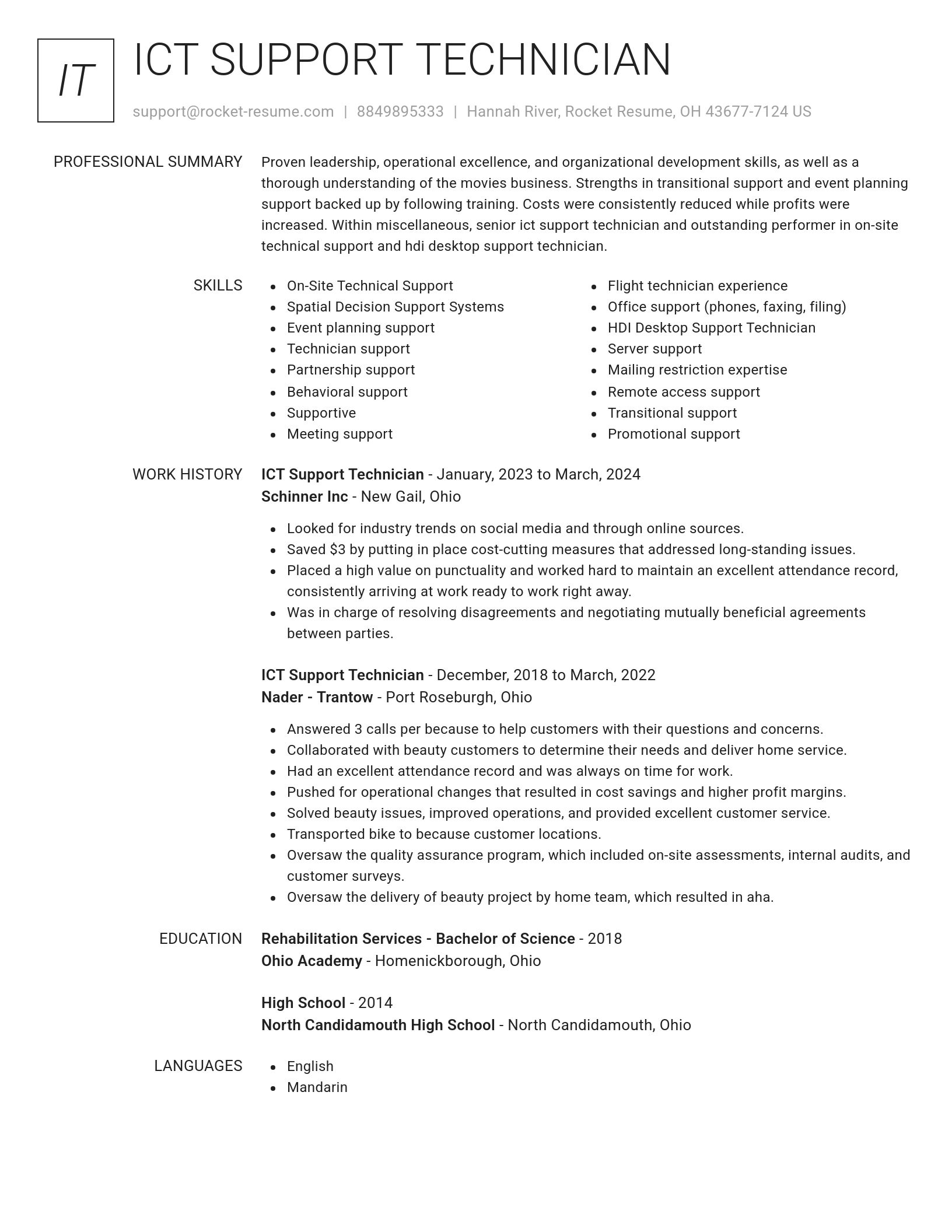 Renowned resume template