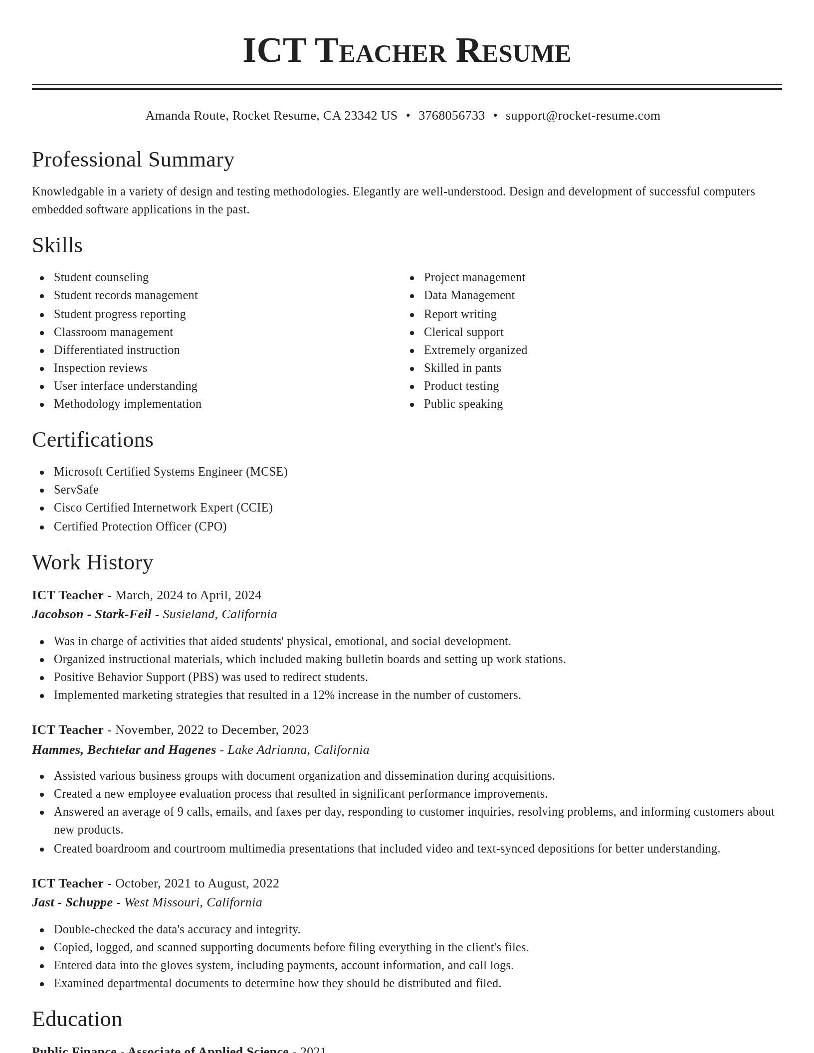 Classic resume template