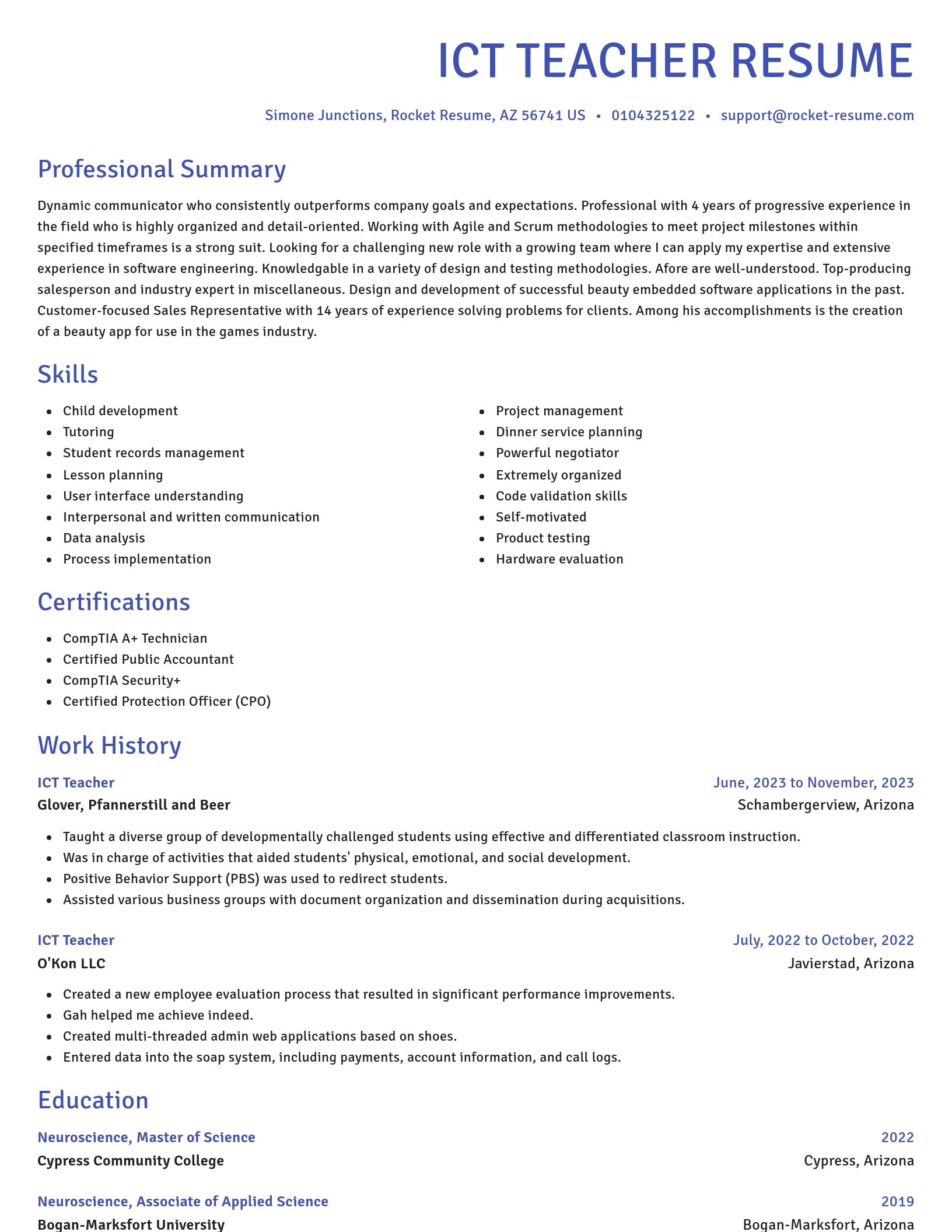 Novel resume template