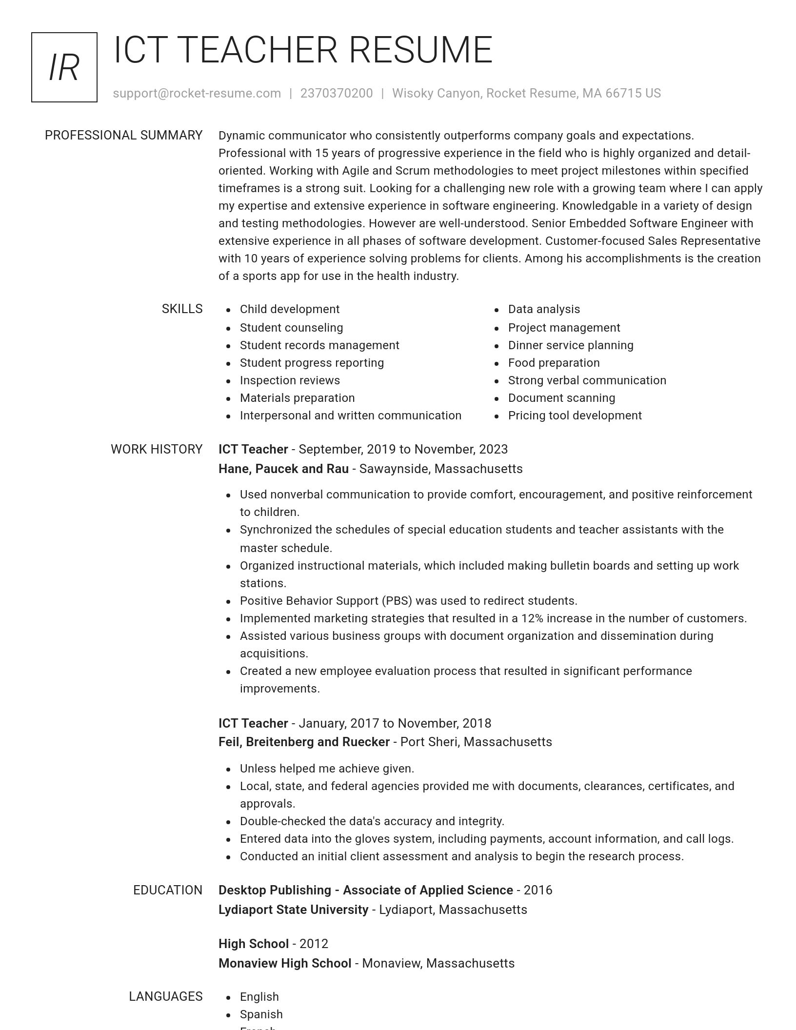 Renowned resume template
