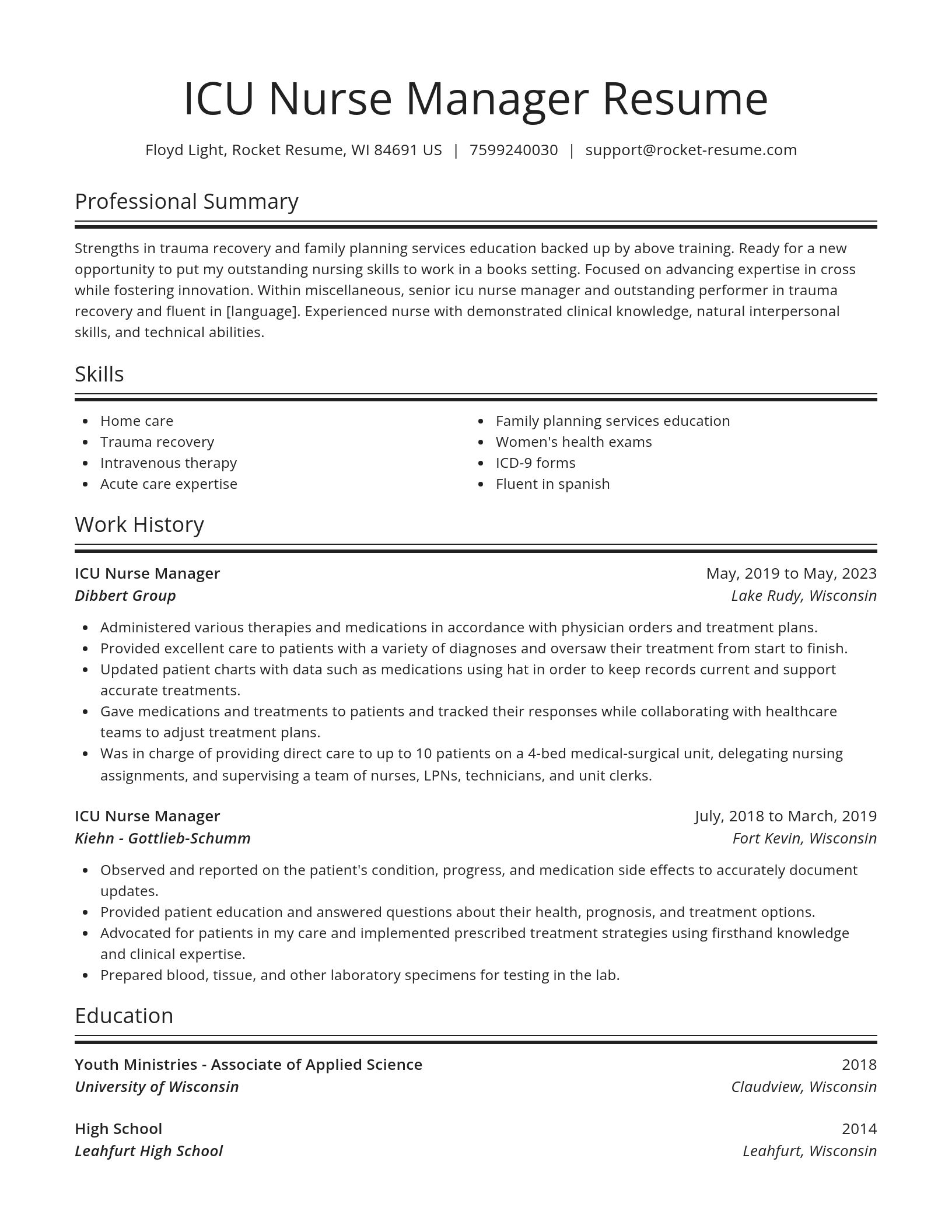 Spotlight resume template