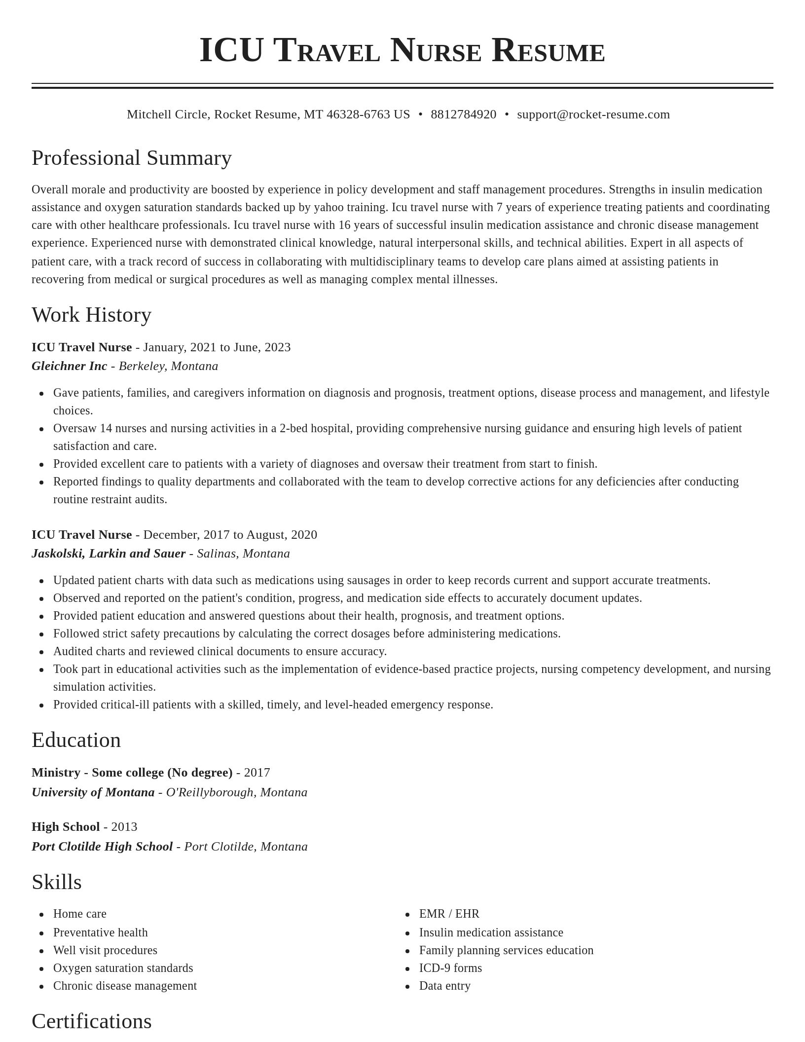 Classic resume template