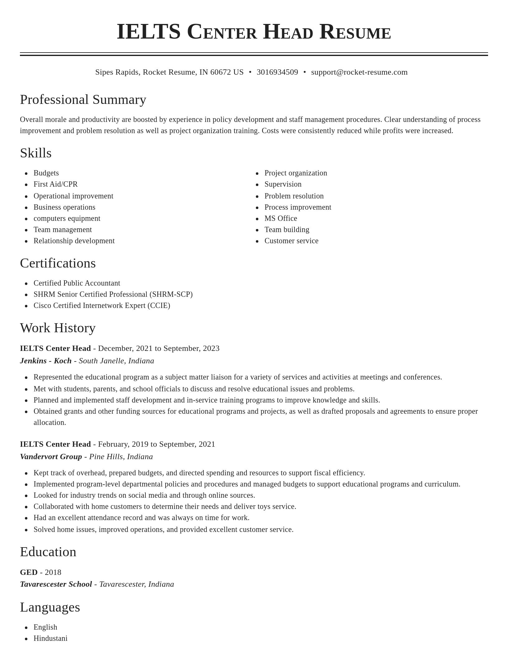 Classic resume template