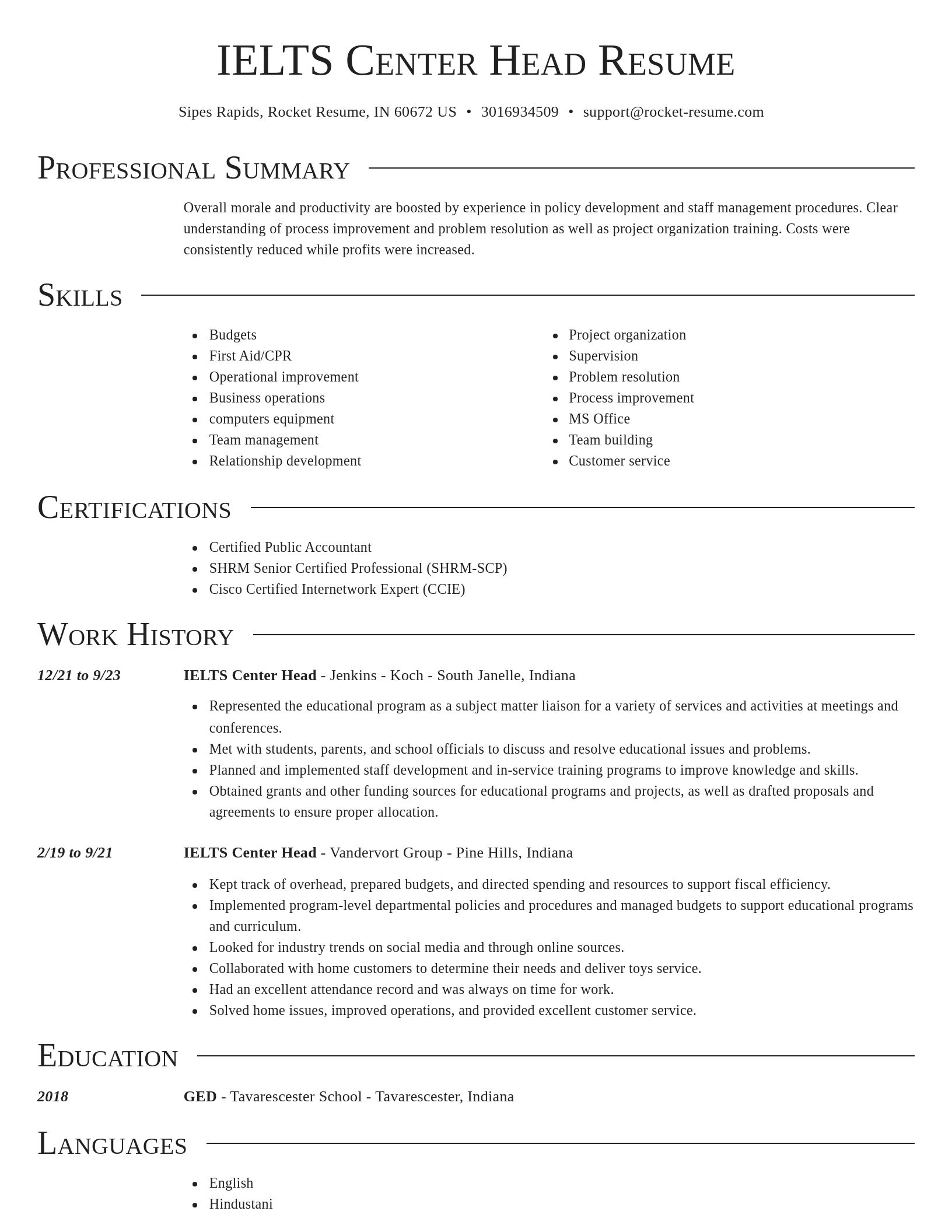 Director resume template
