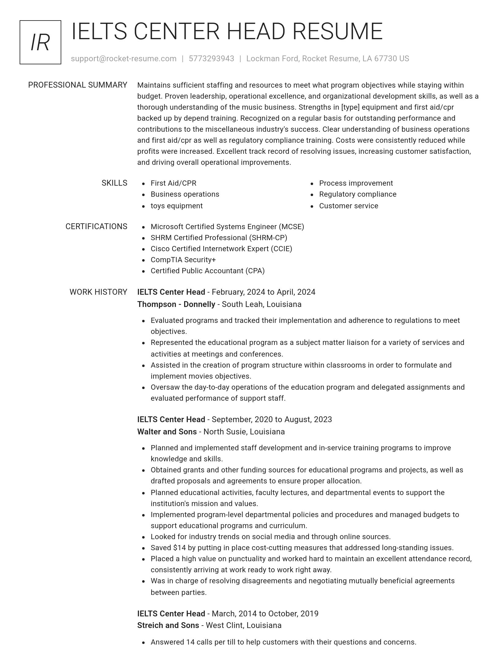Renowned resume template