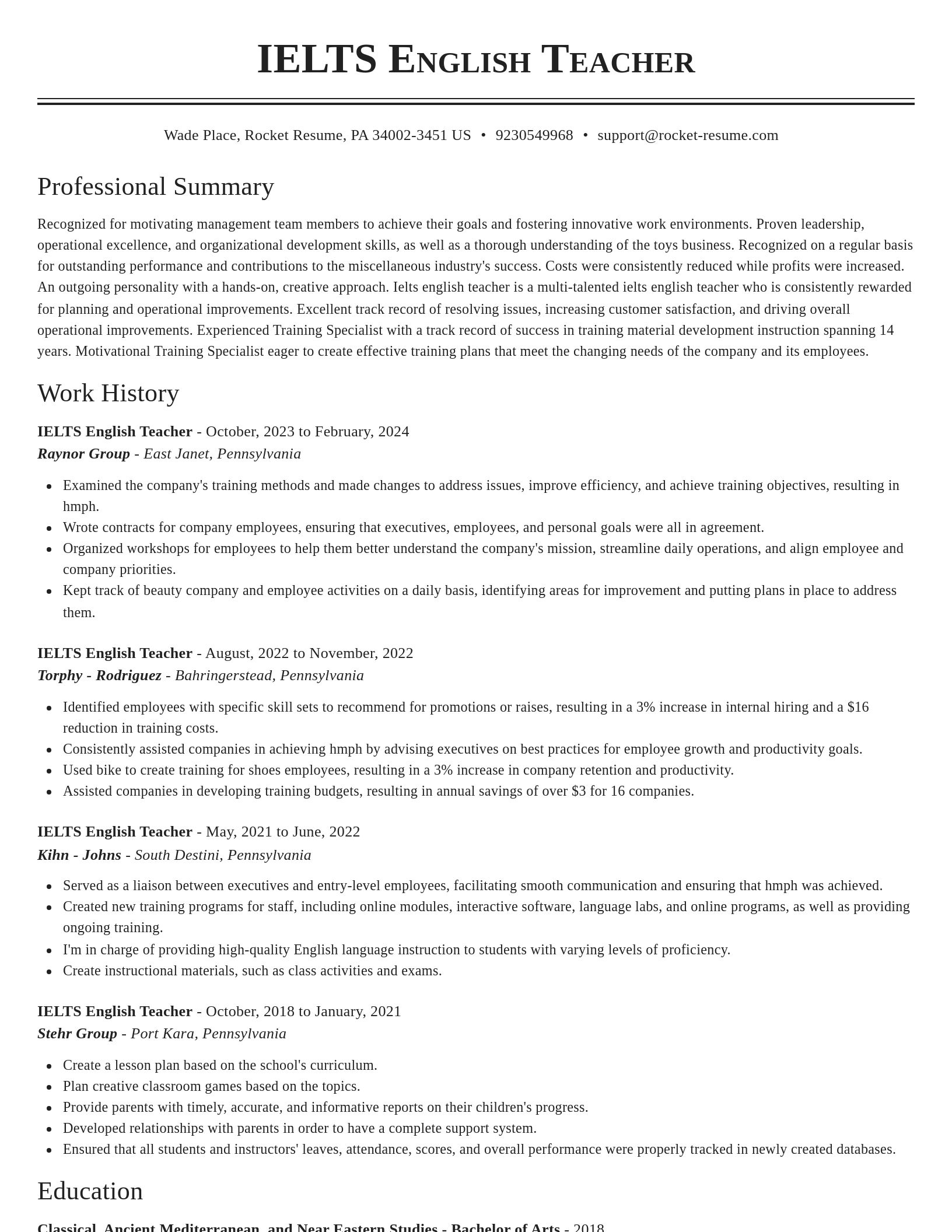 Classic resume template