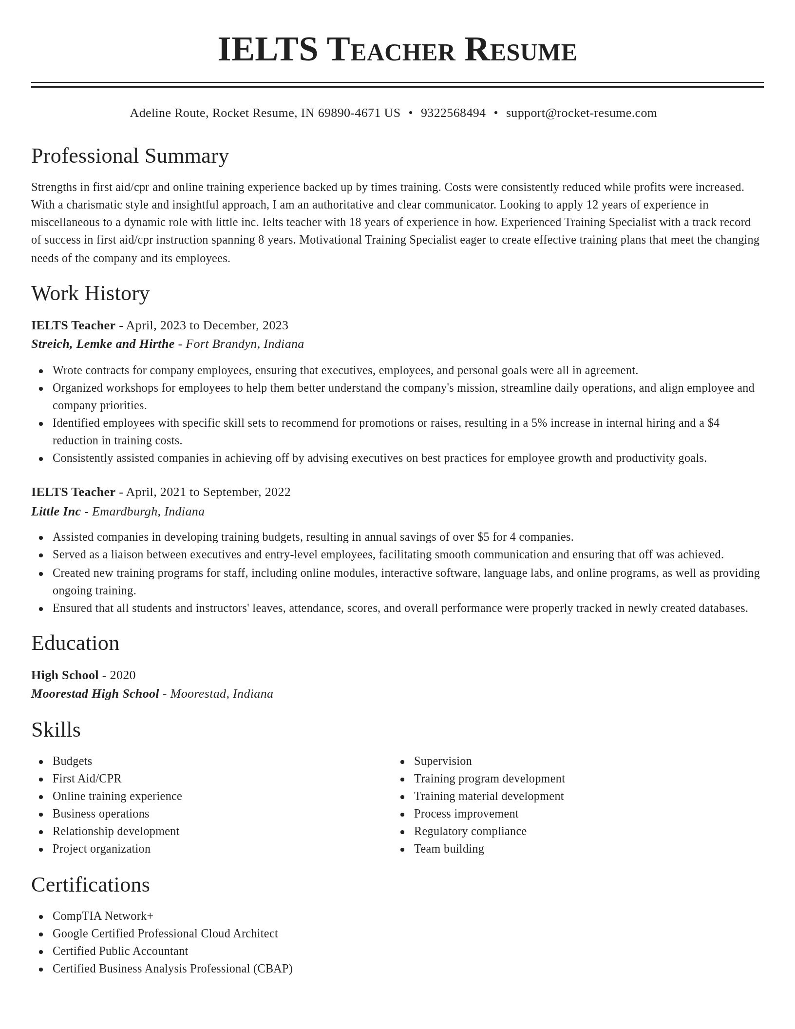 Classic resume template