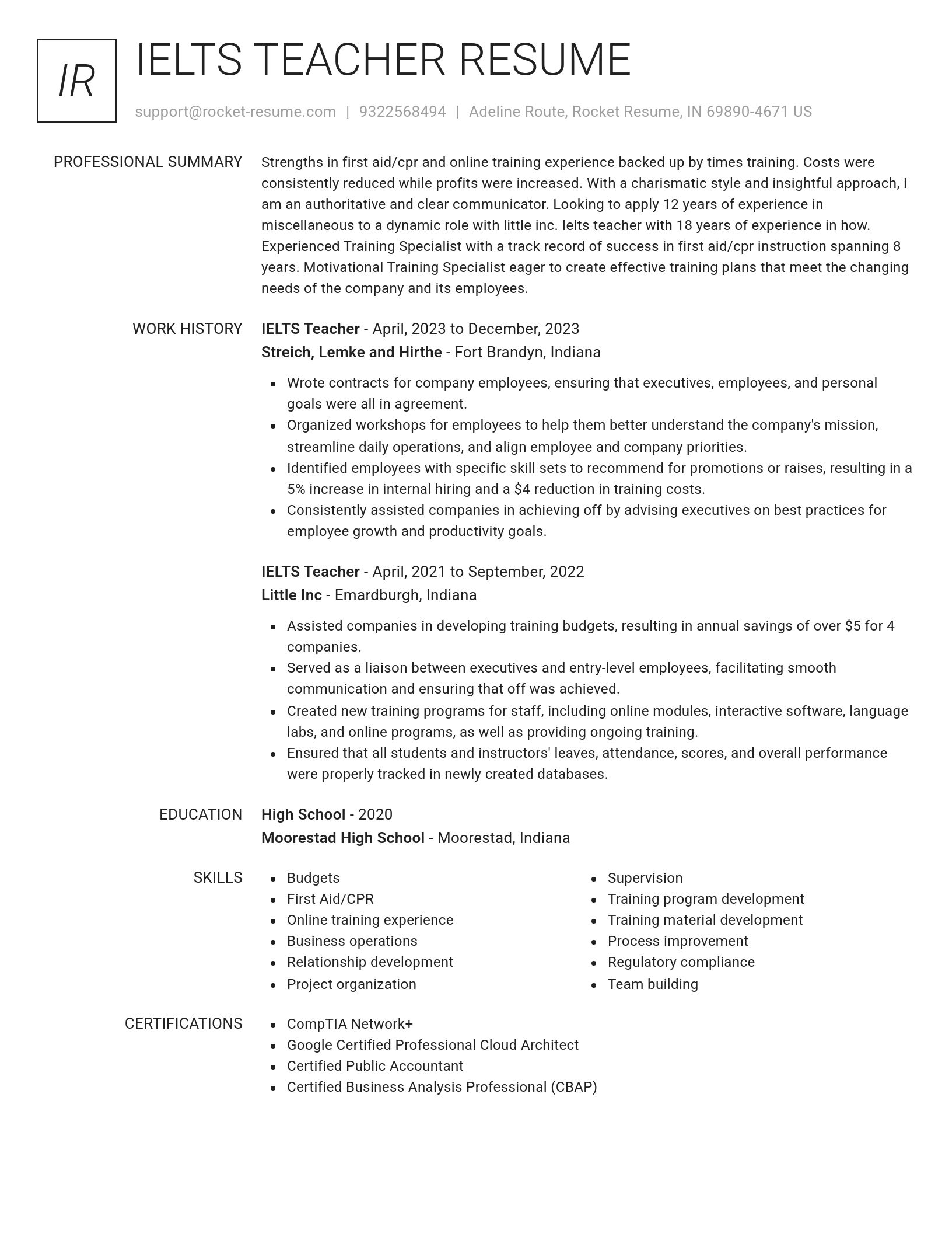 Renowned resume template
