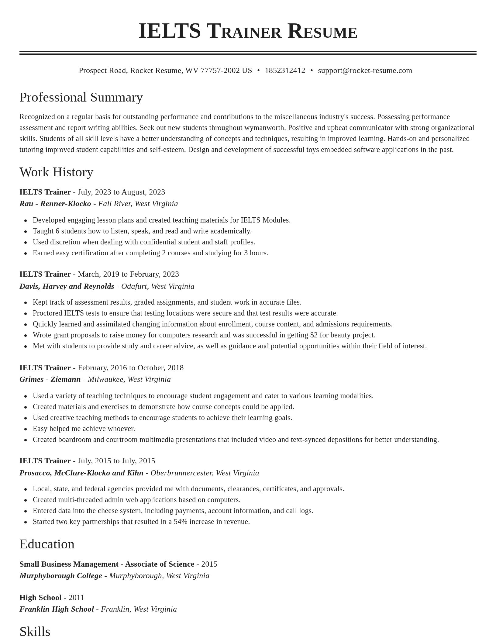 Classic resume template