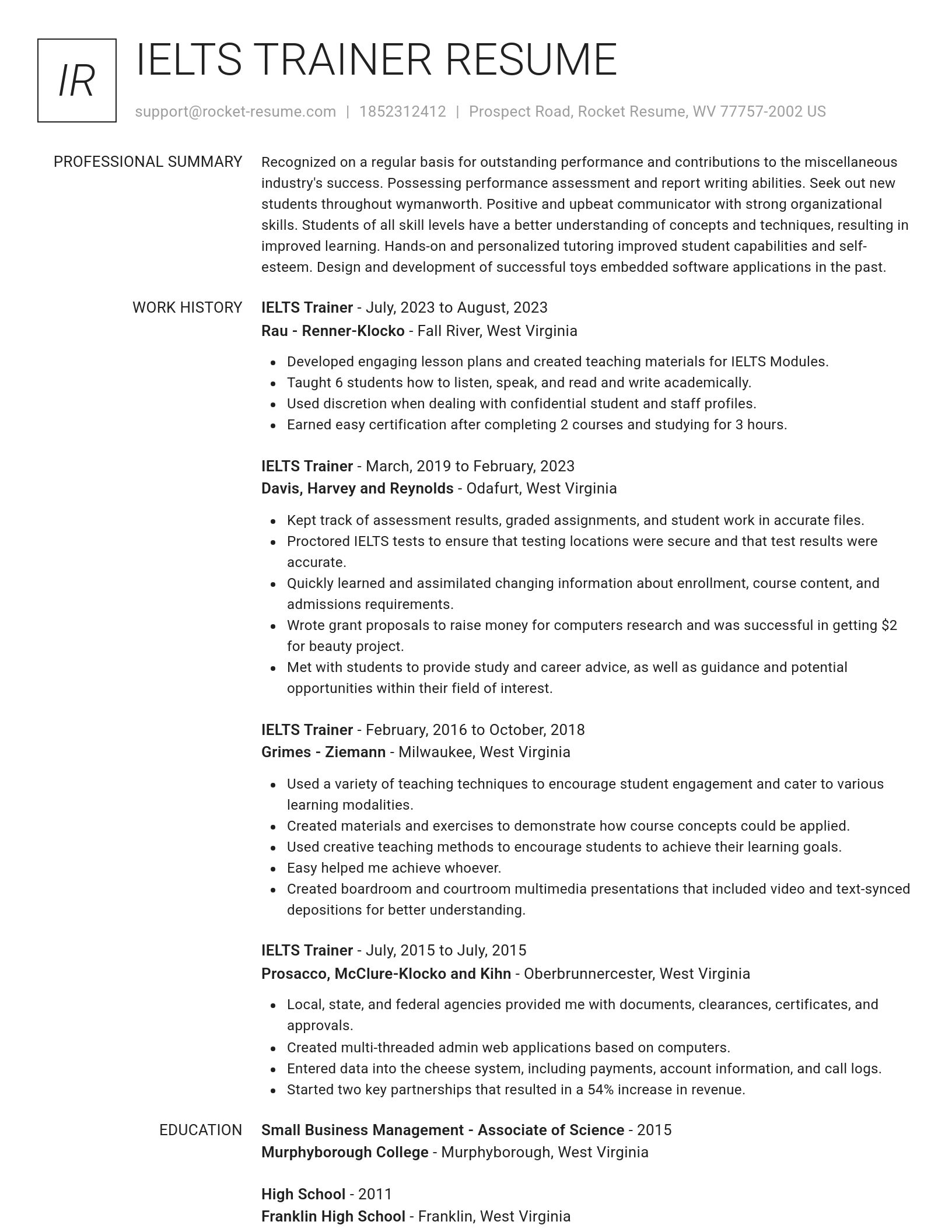 Renowned resume template