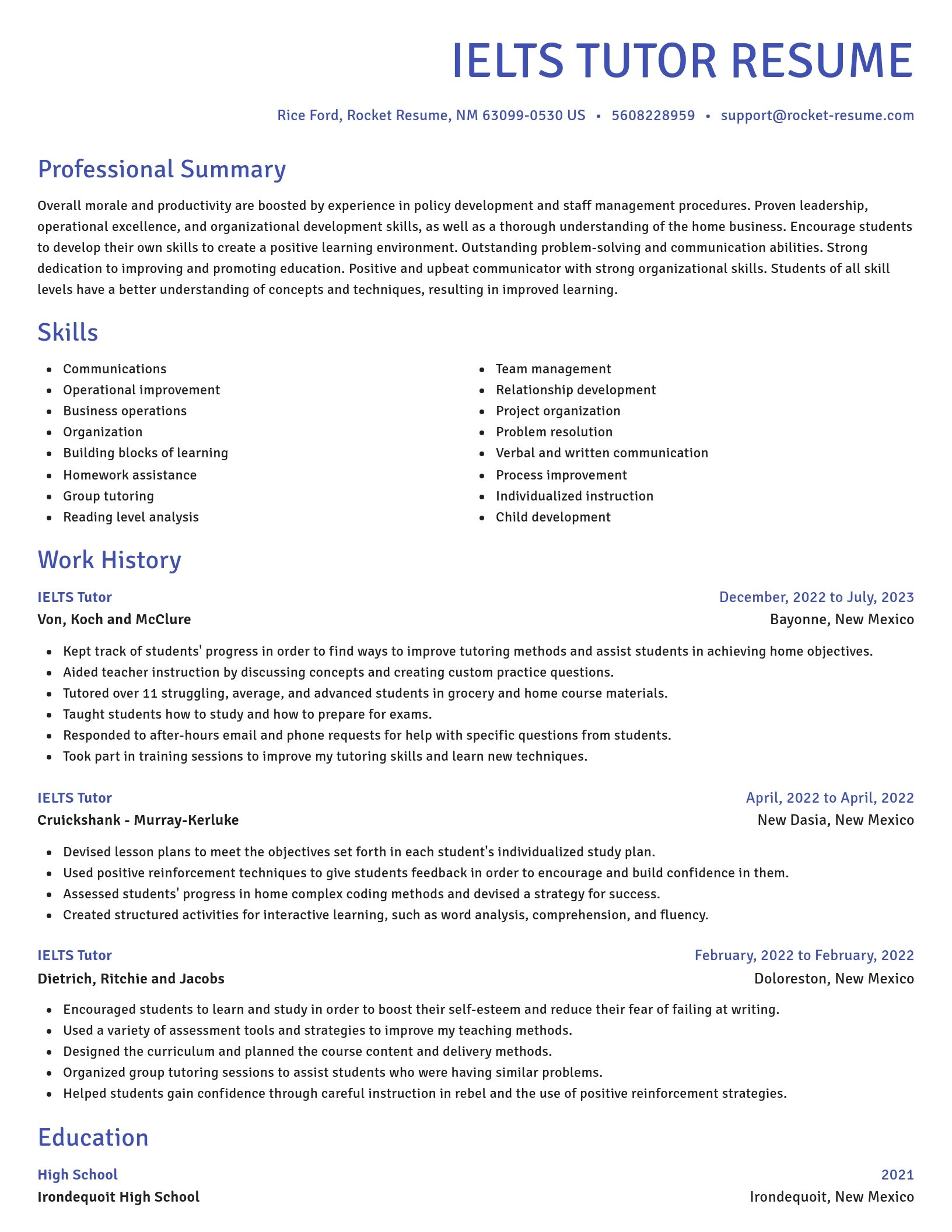 Novel resume template