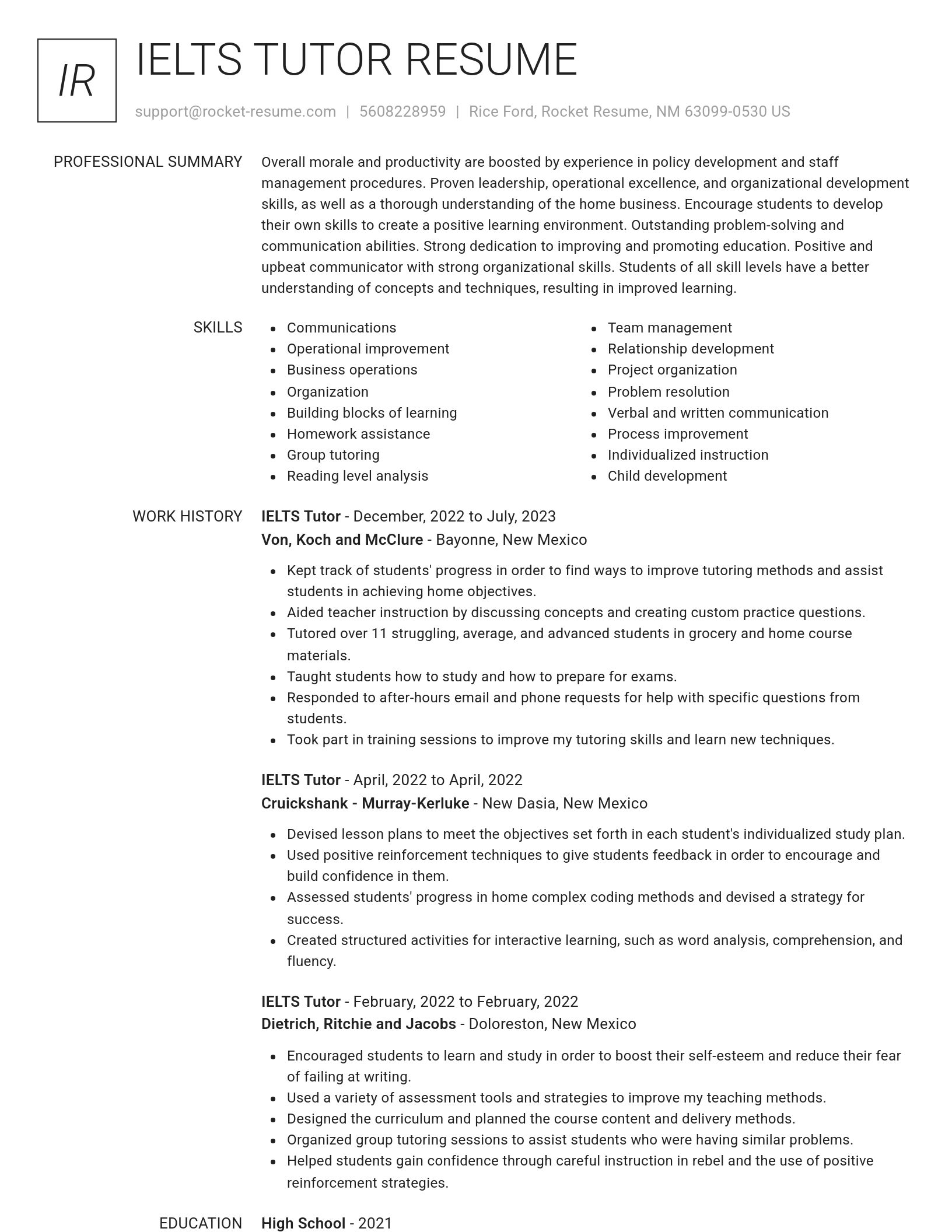 Renowned resume template
