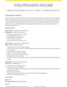 IHSS Provider resume template