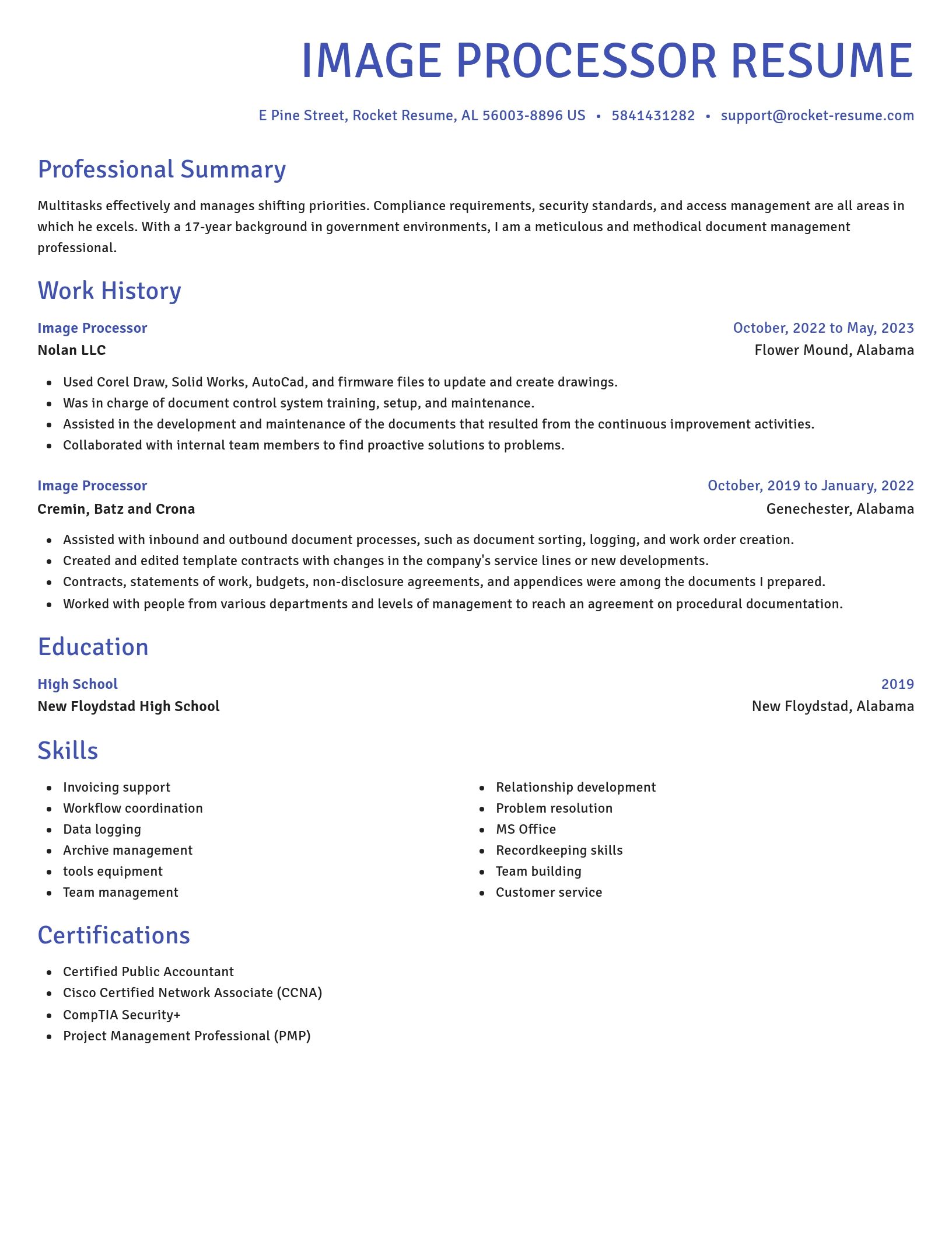 Novel resume template