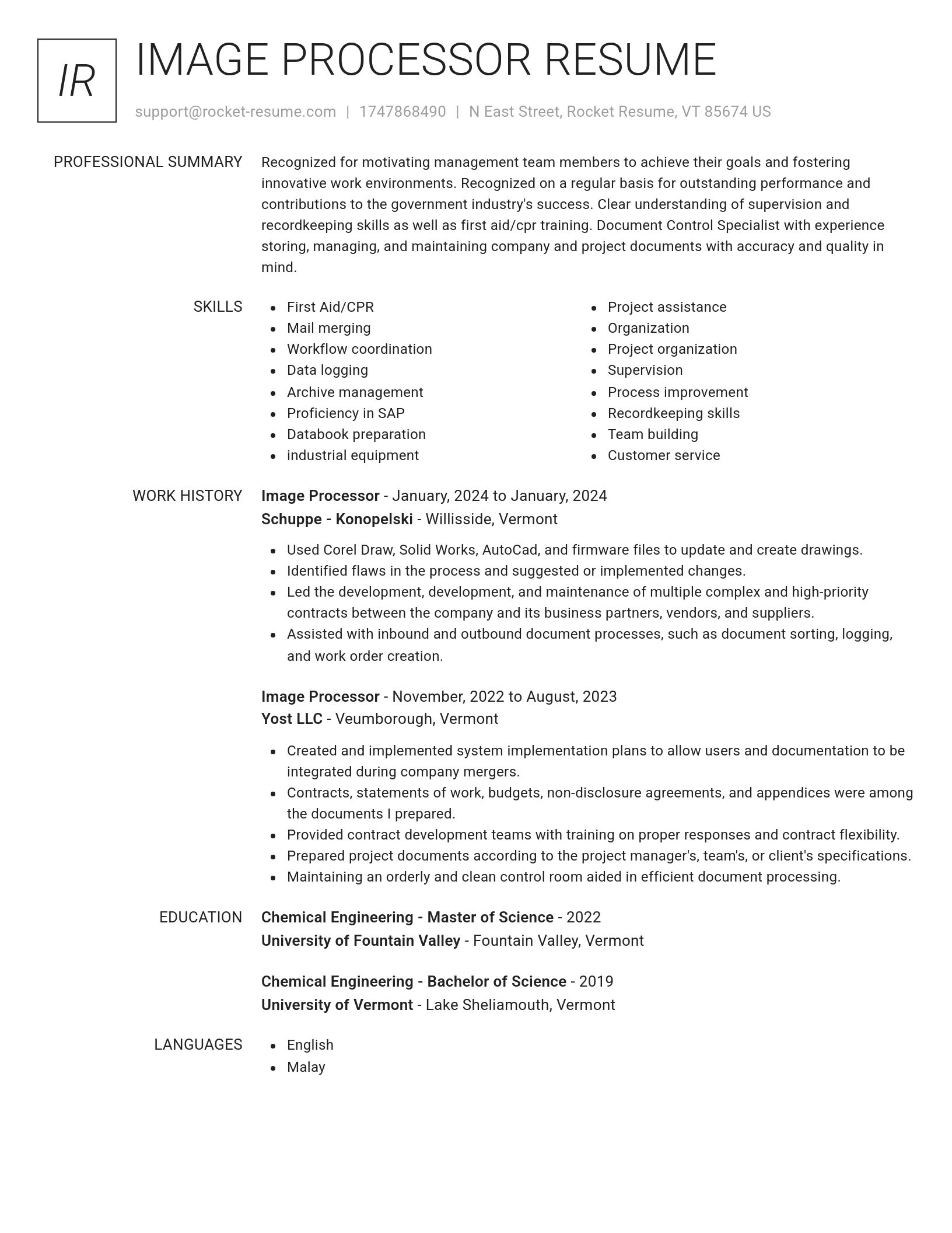 Renowned resume template