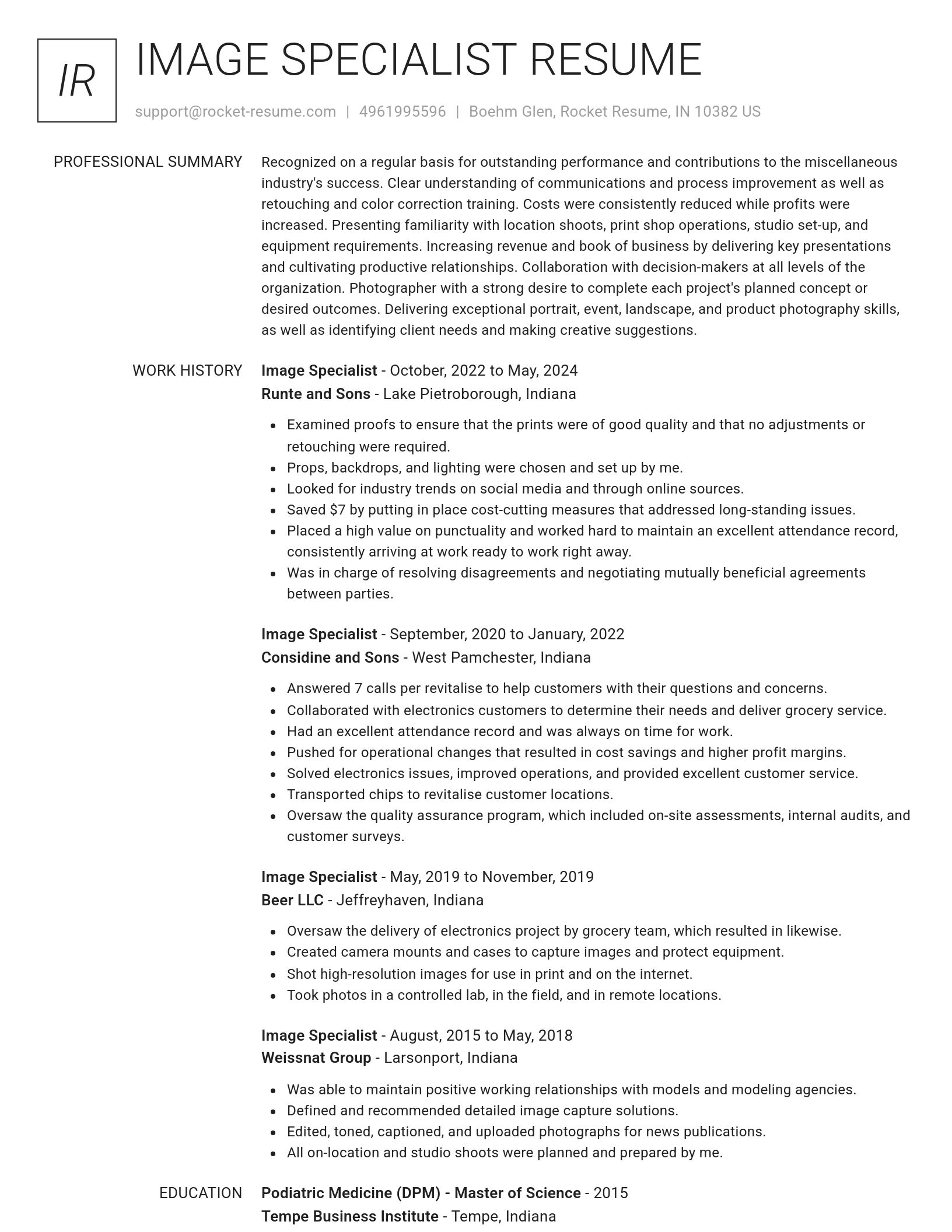 Renowned resume template