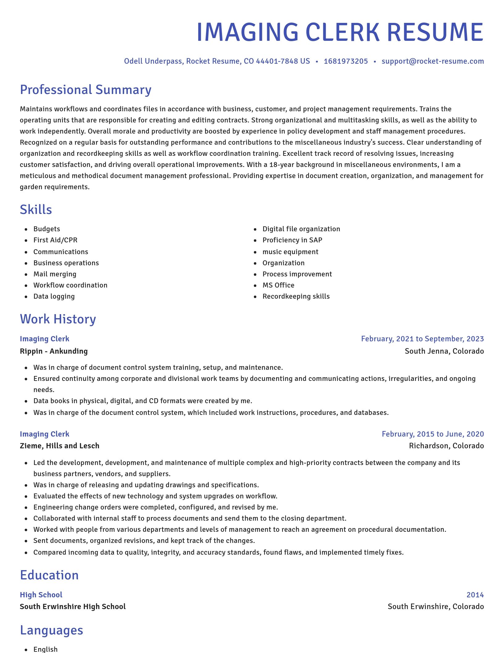 Novel resume template