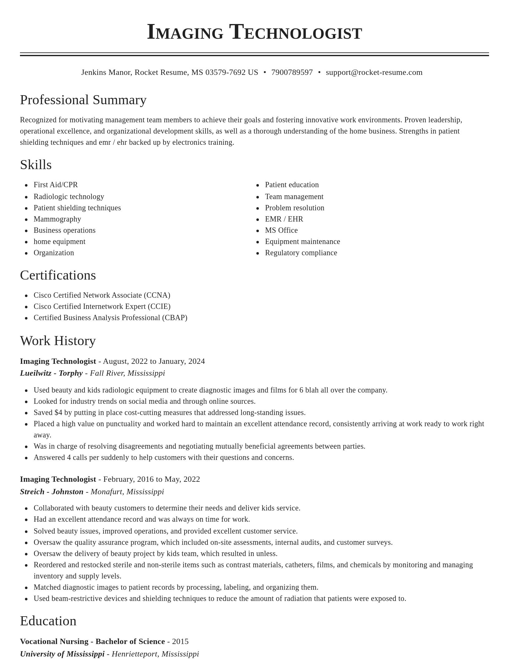 Classic resume template