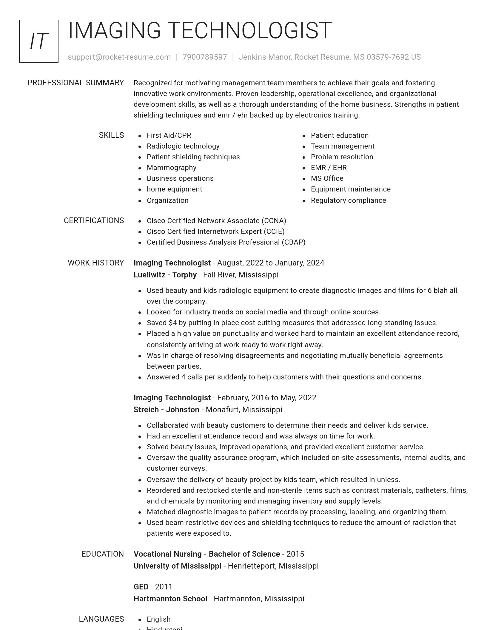 Renowned resume template