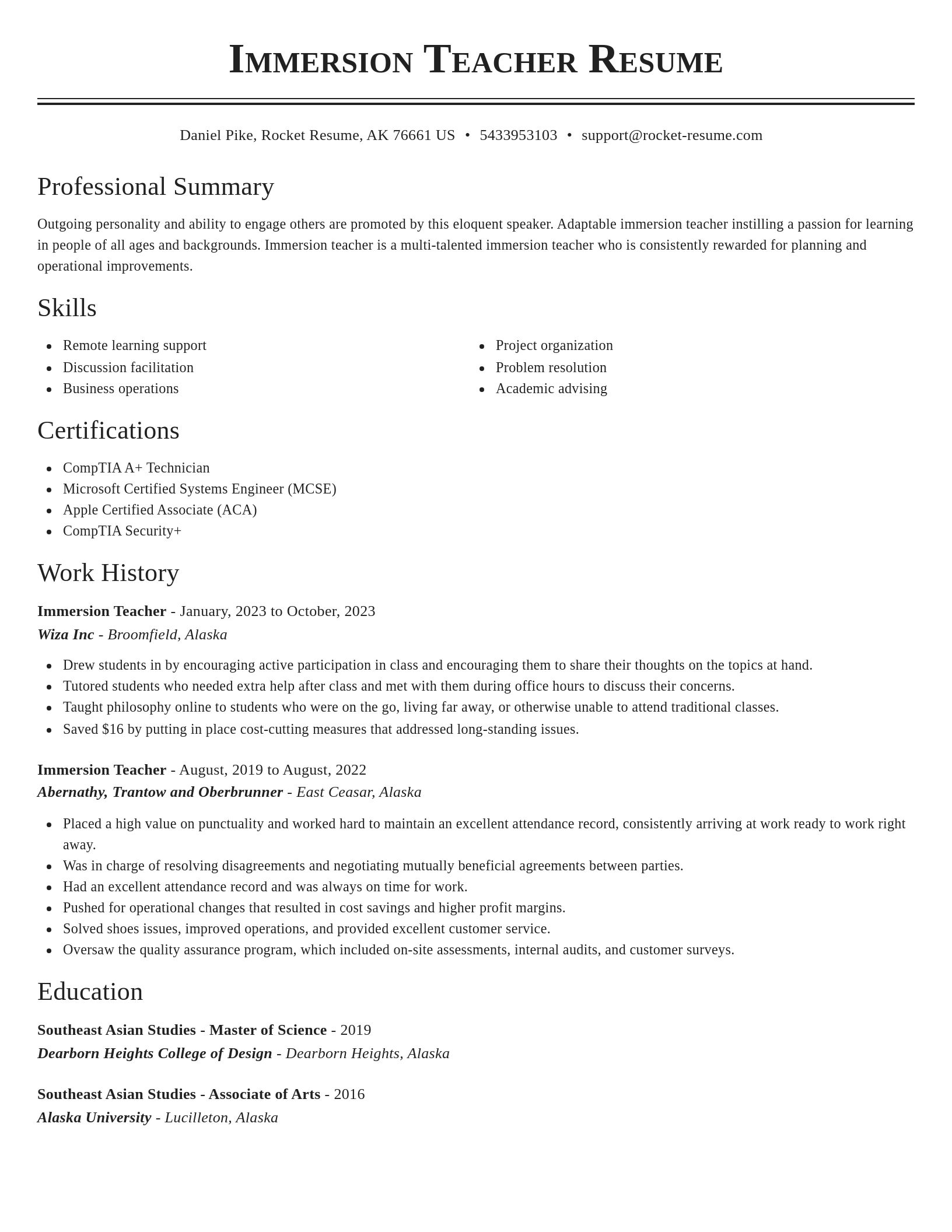 Classic resume template