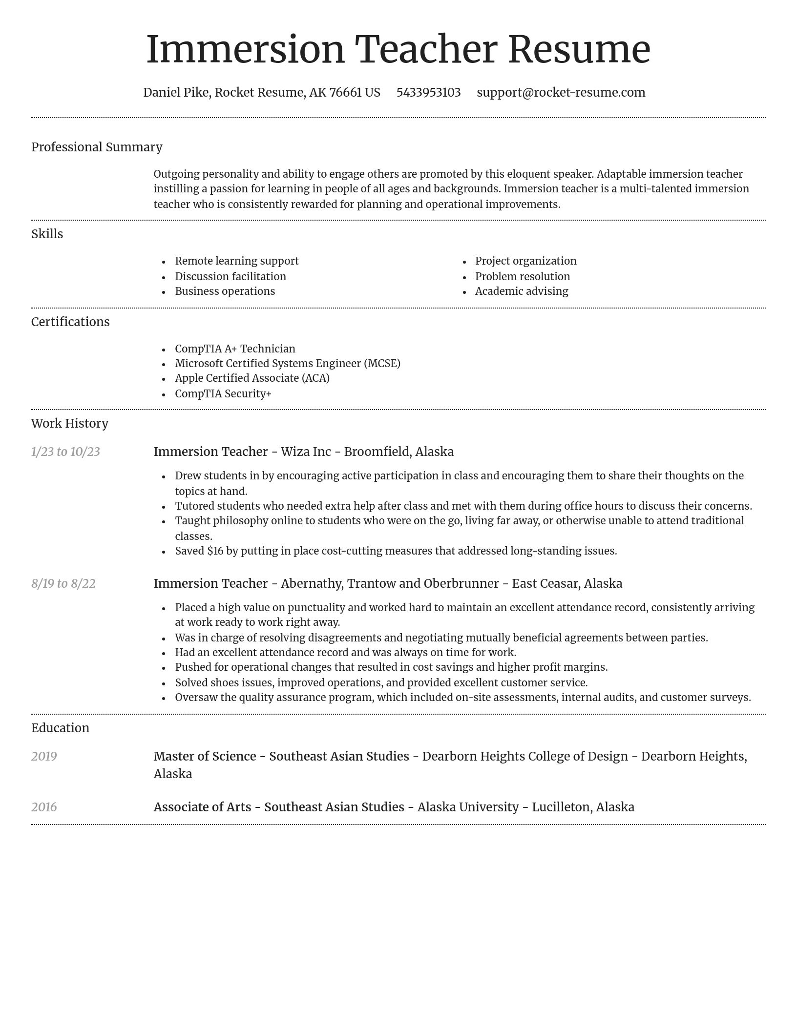 Dignified resume template