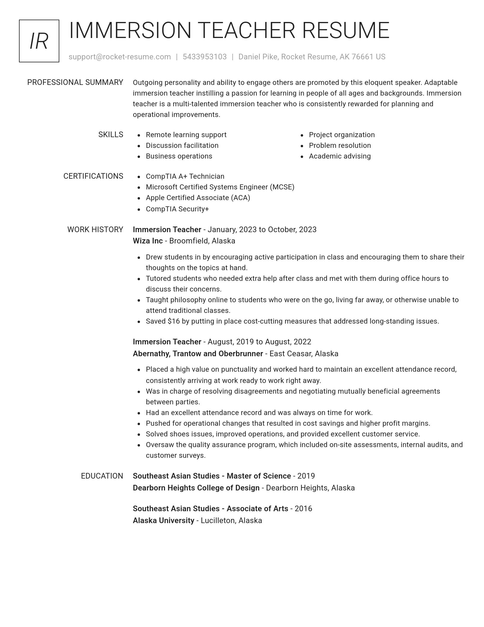 Renowned resume template