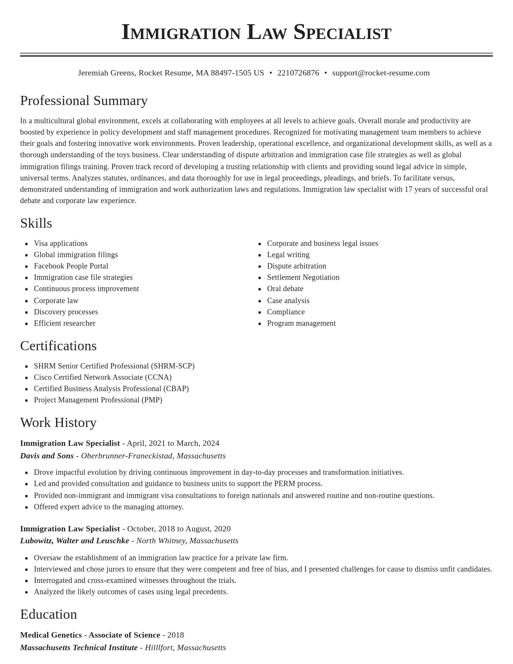 Classic resume template