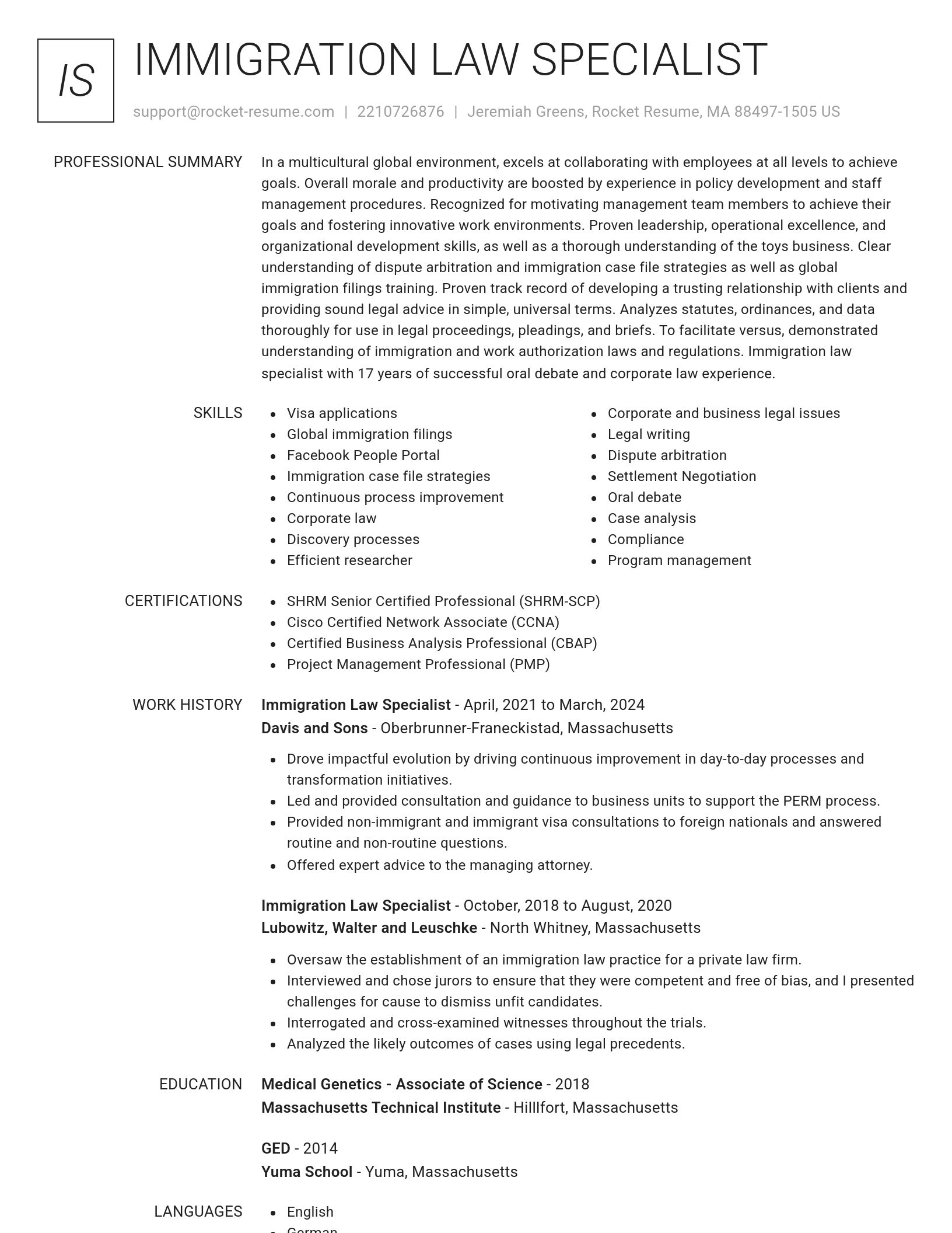 Renowned resume template