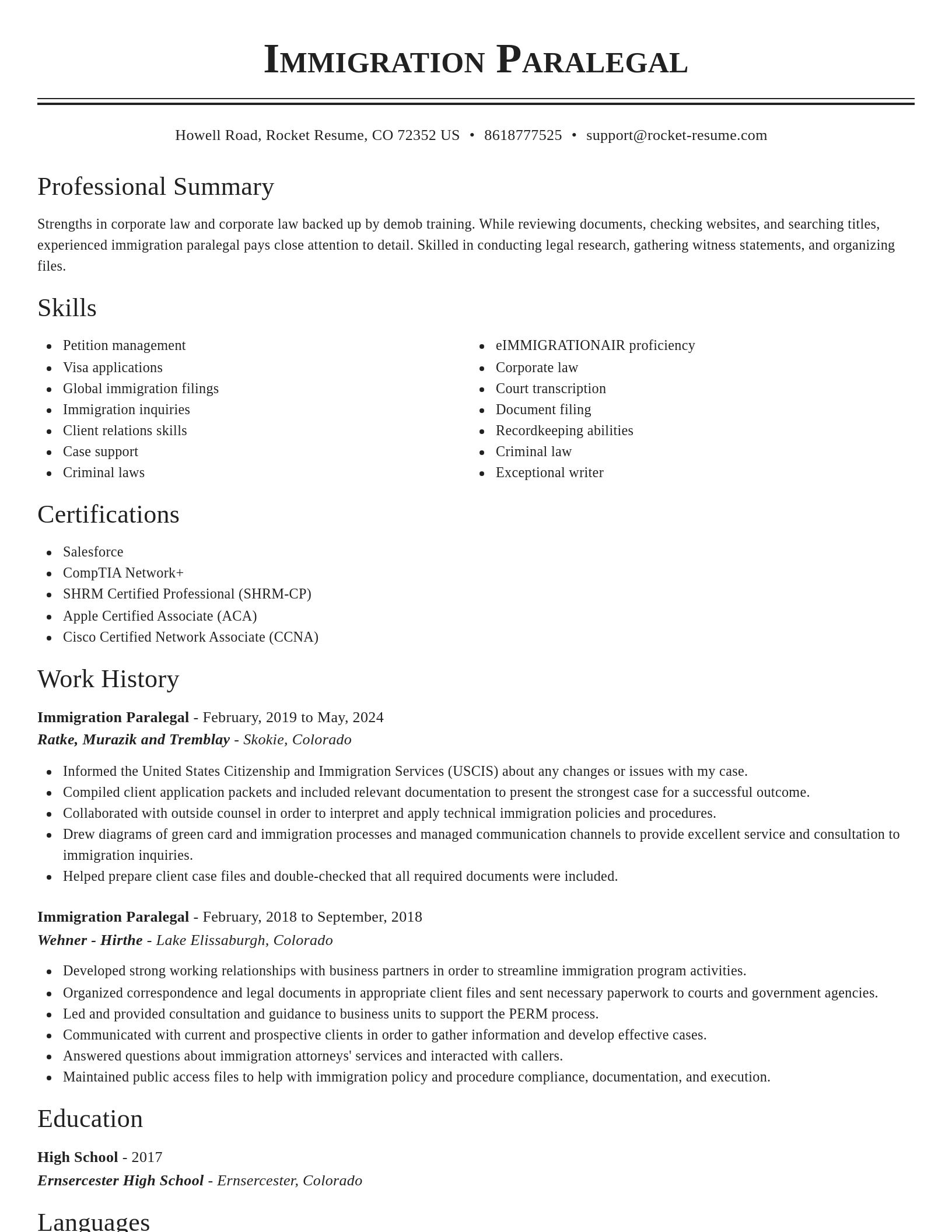 Classic resume template