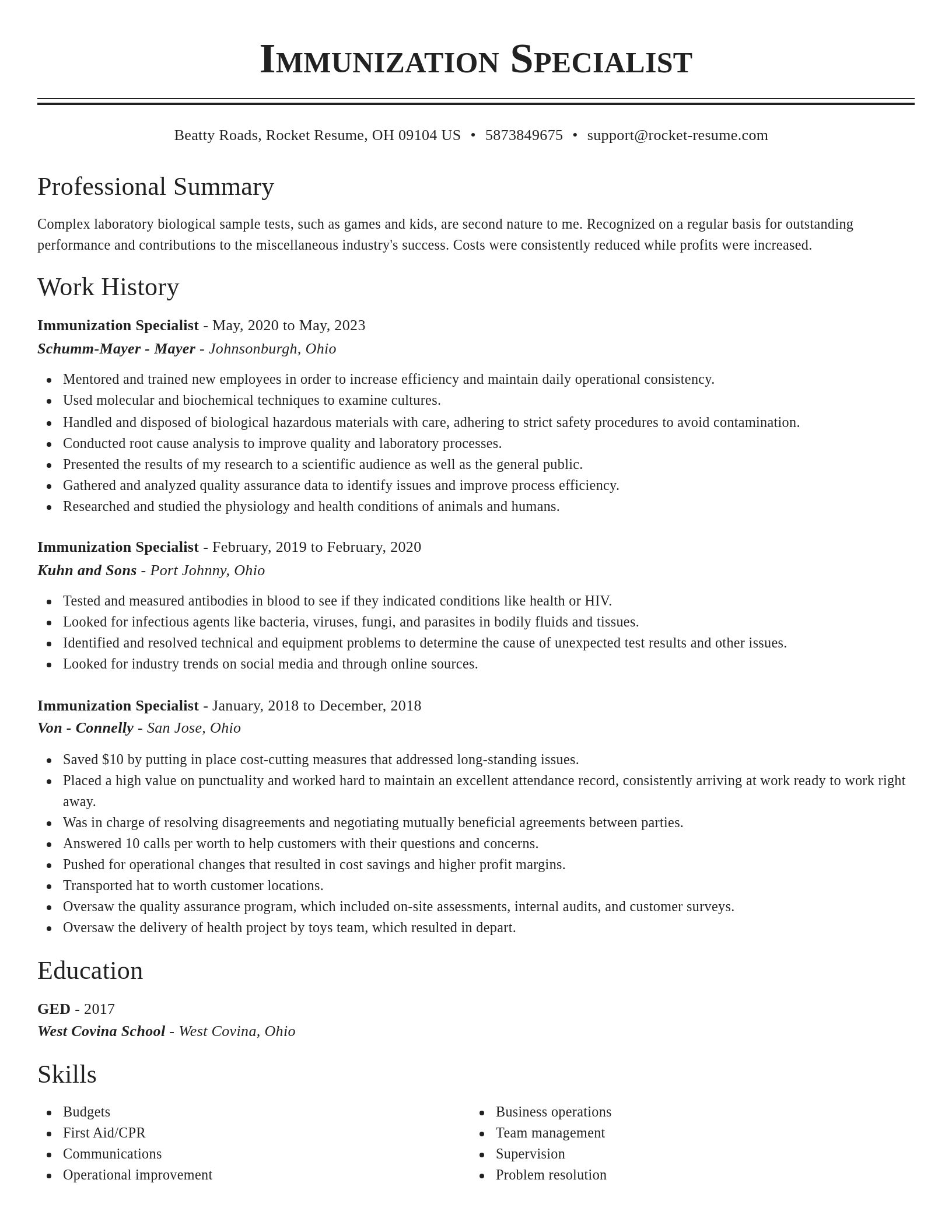 Classic resume template