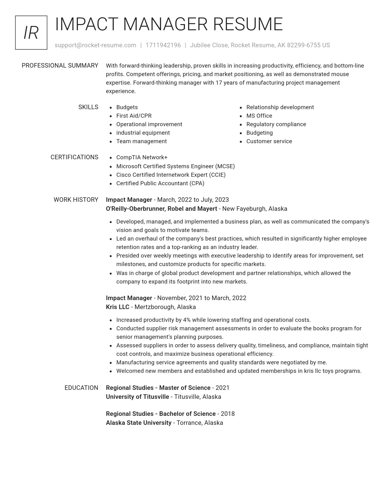 Renowned resume template