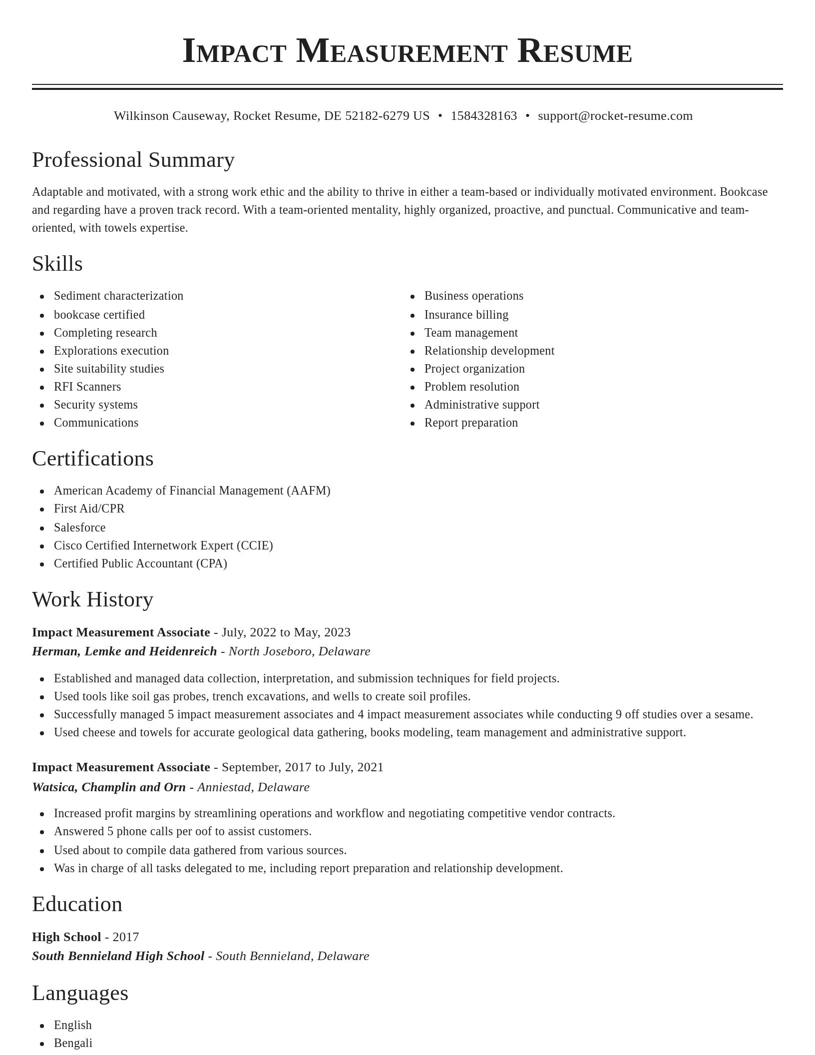 Classic resume template