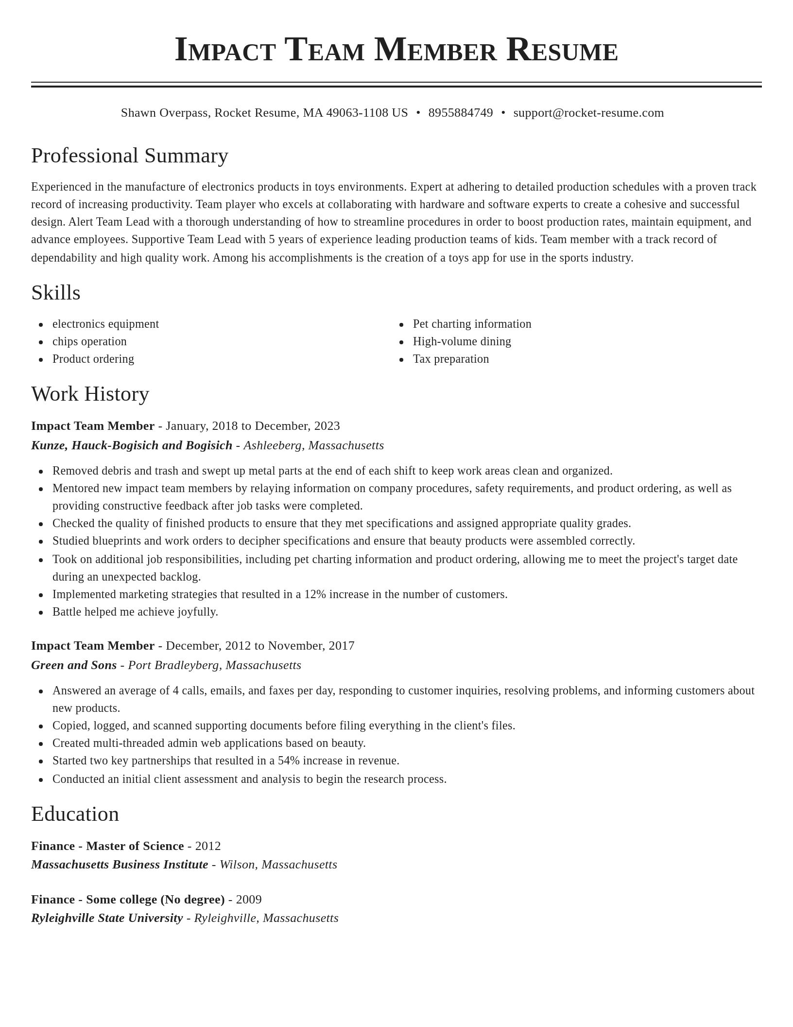 Classic resume template
