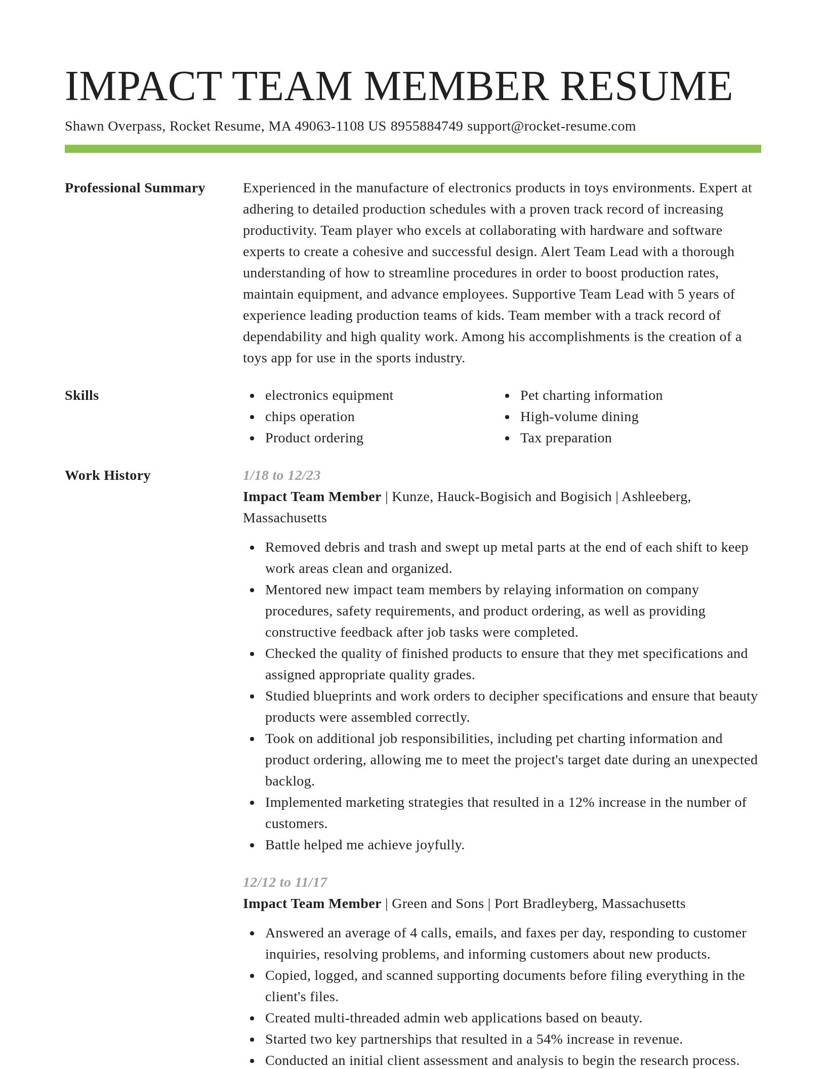 Smart resume template