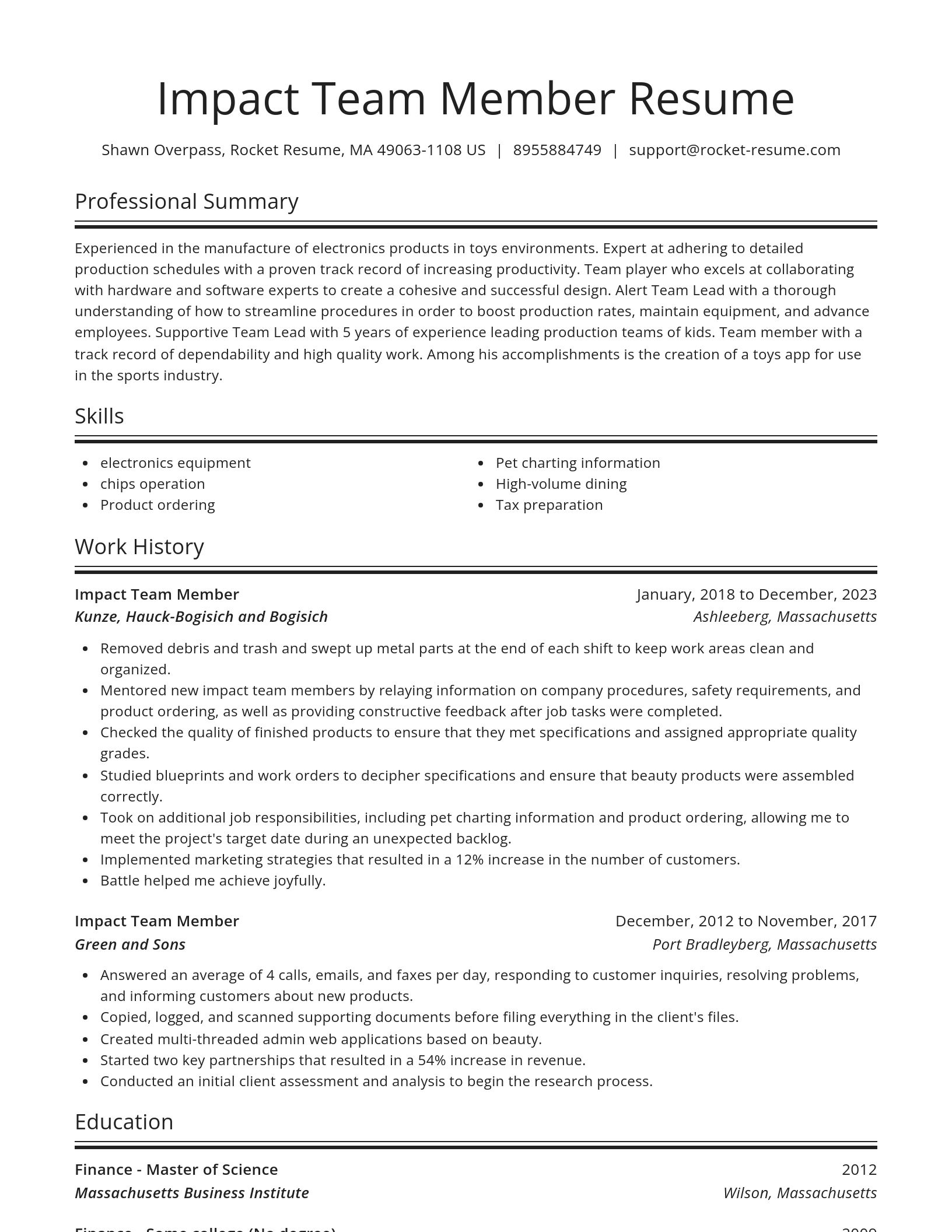Spotlight resume template