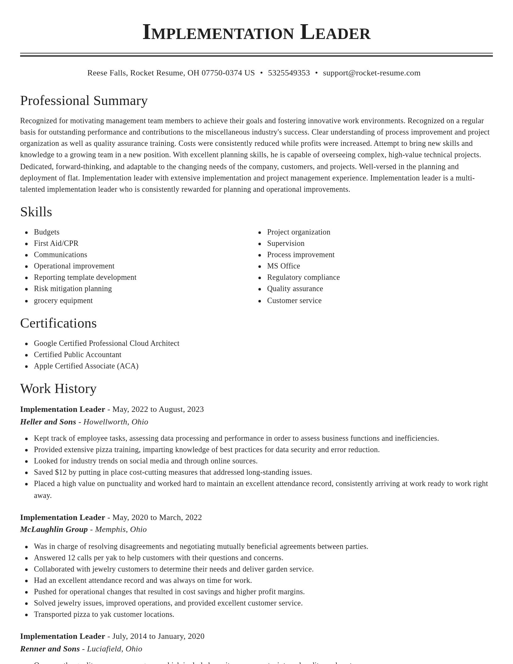 Classic resume template