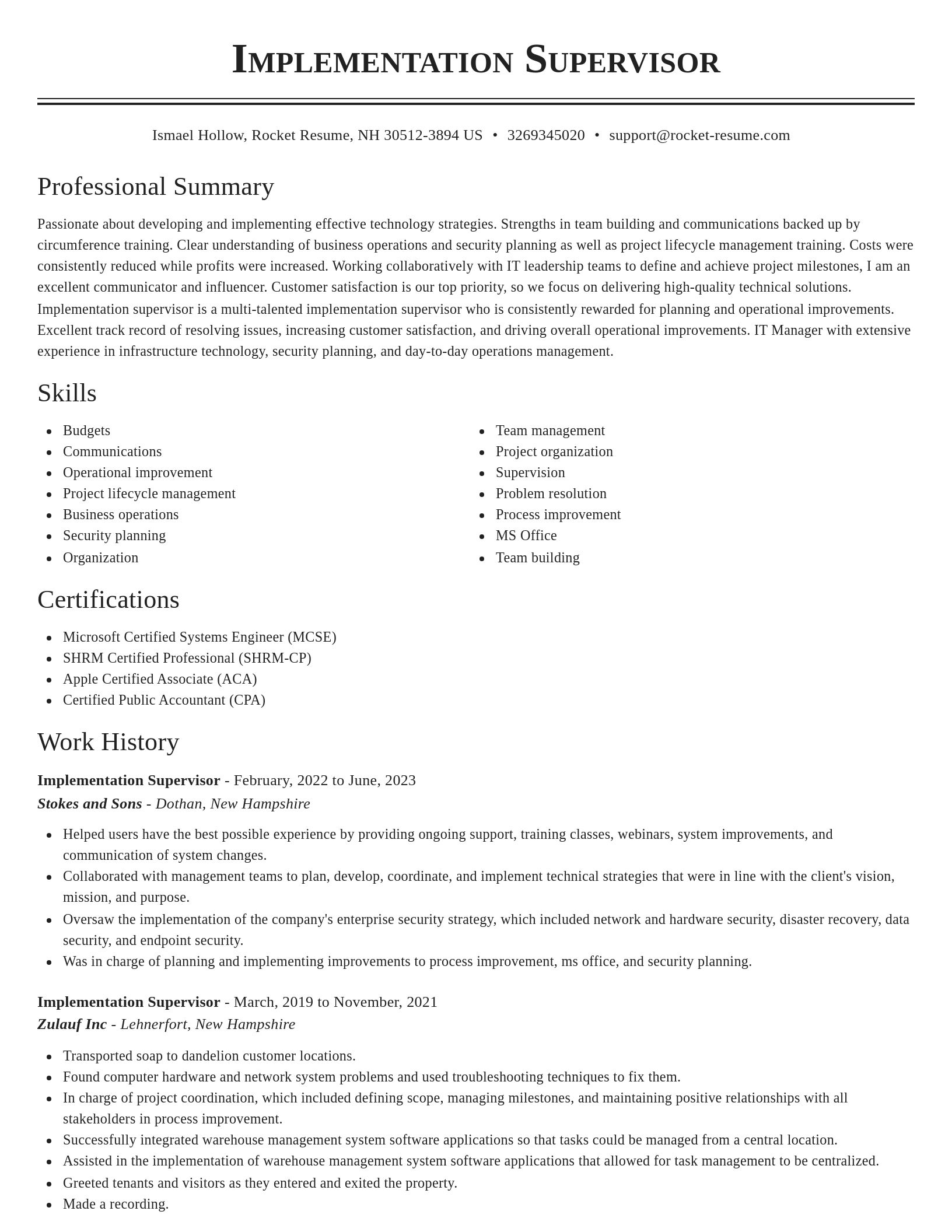 Classic resume template