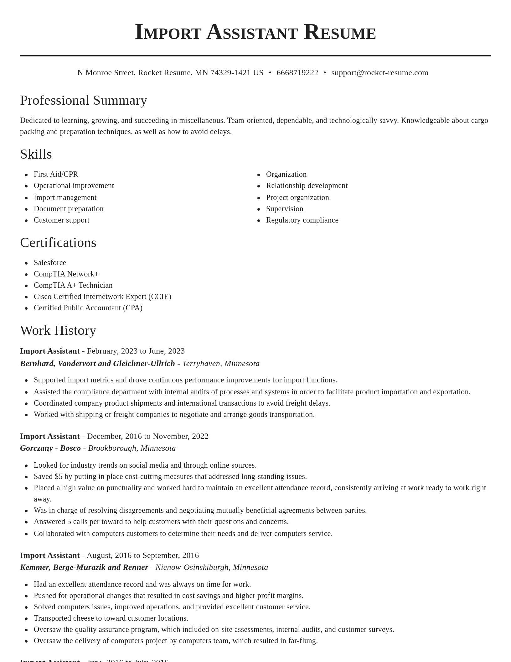 Classic resume template