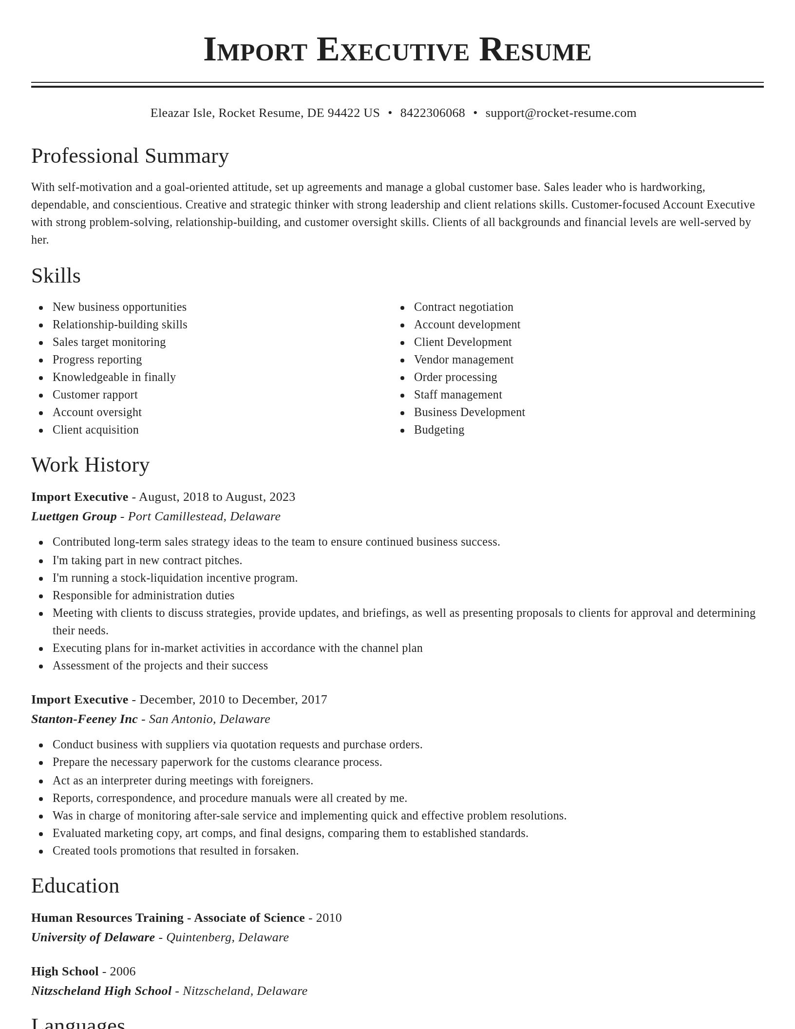 Classic resume template