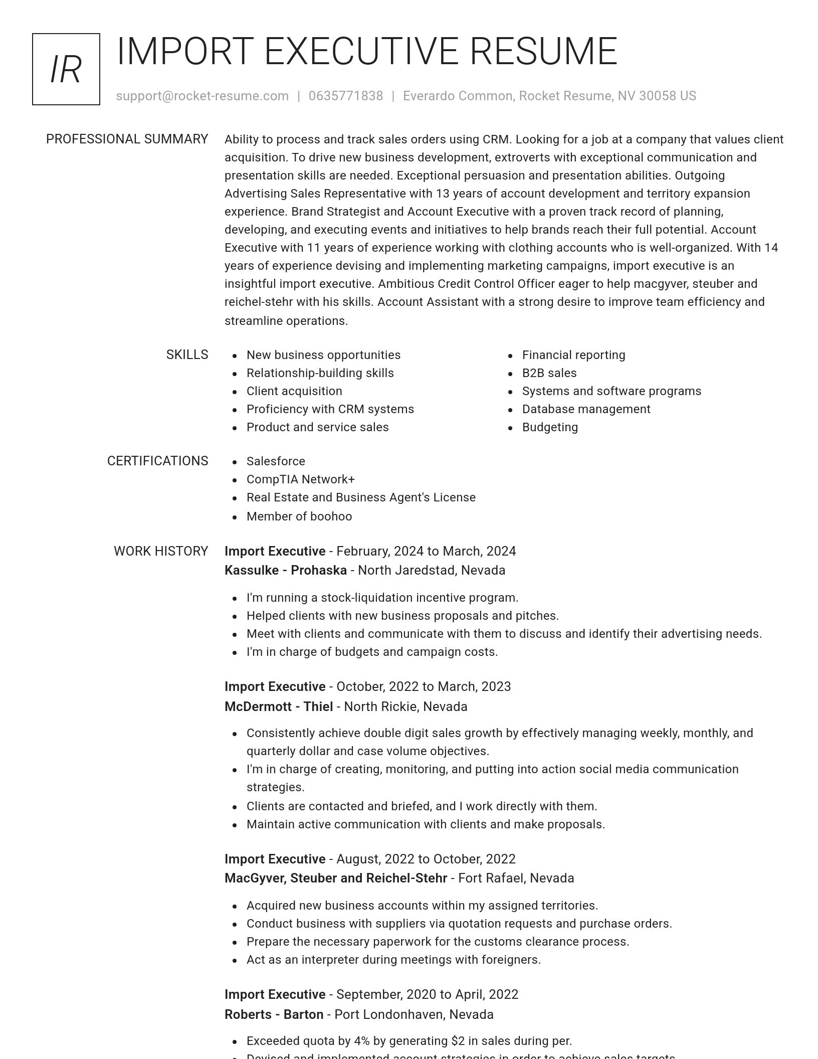 Renowned resume template