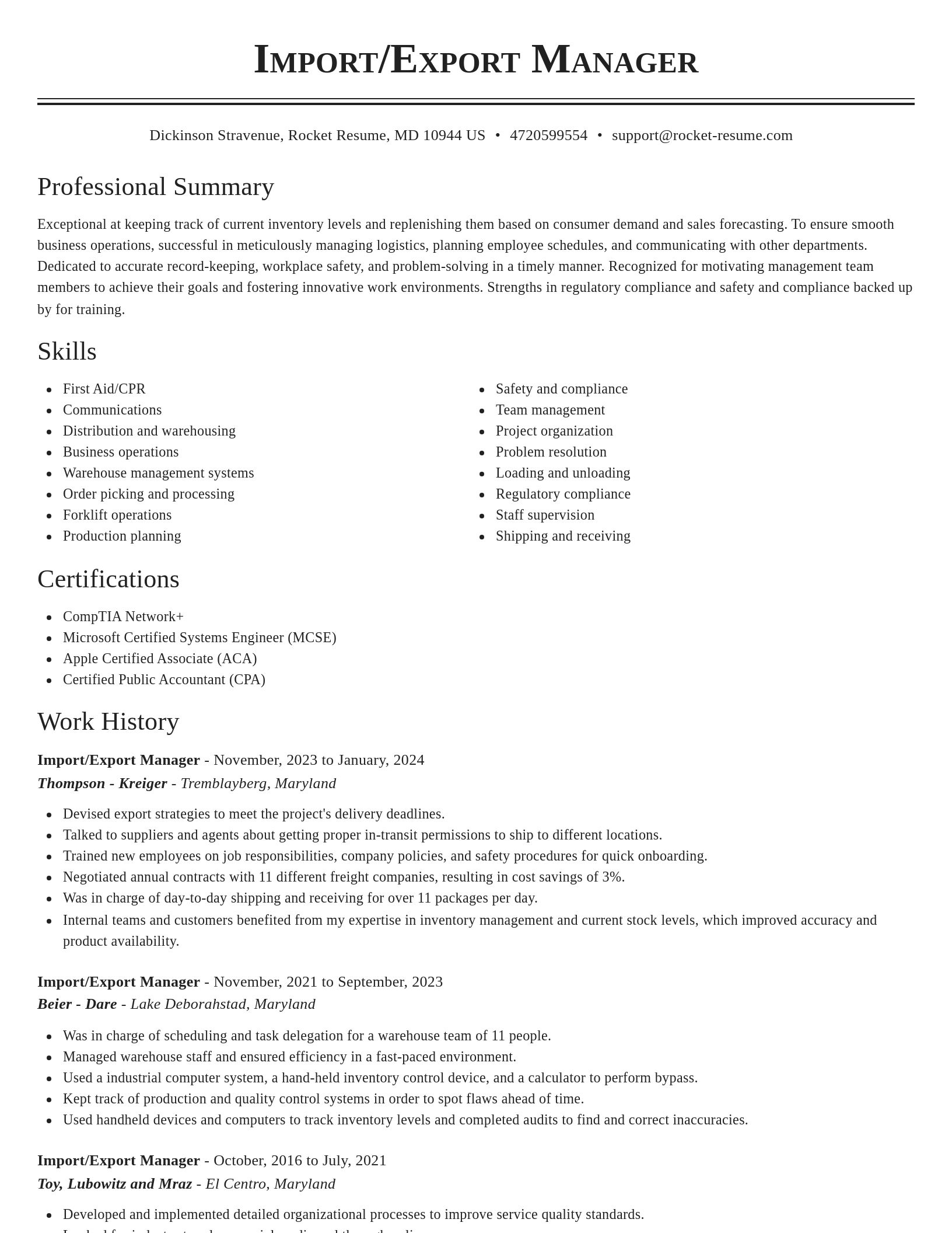 Classic resume template